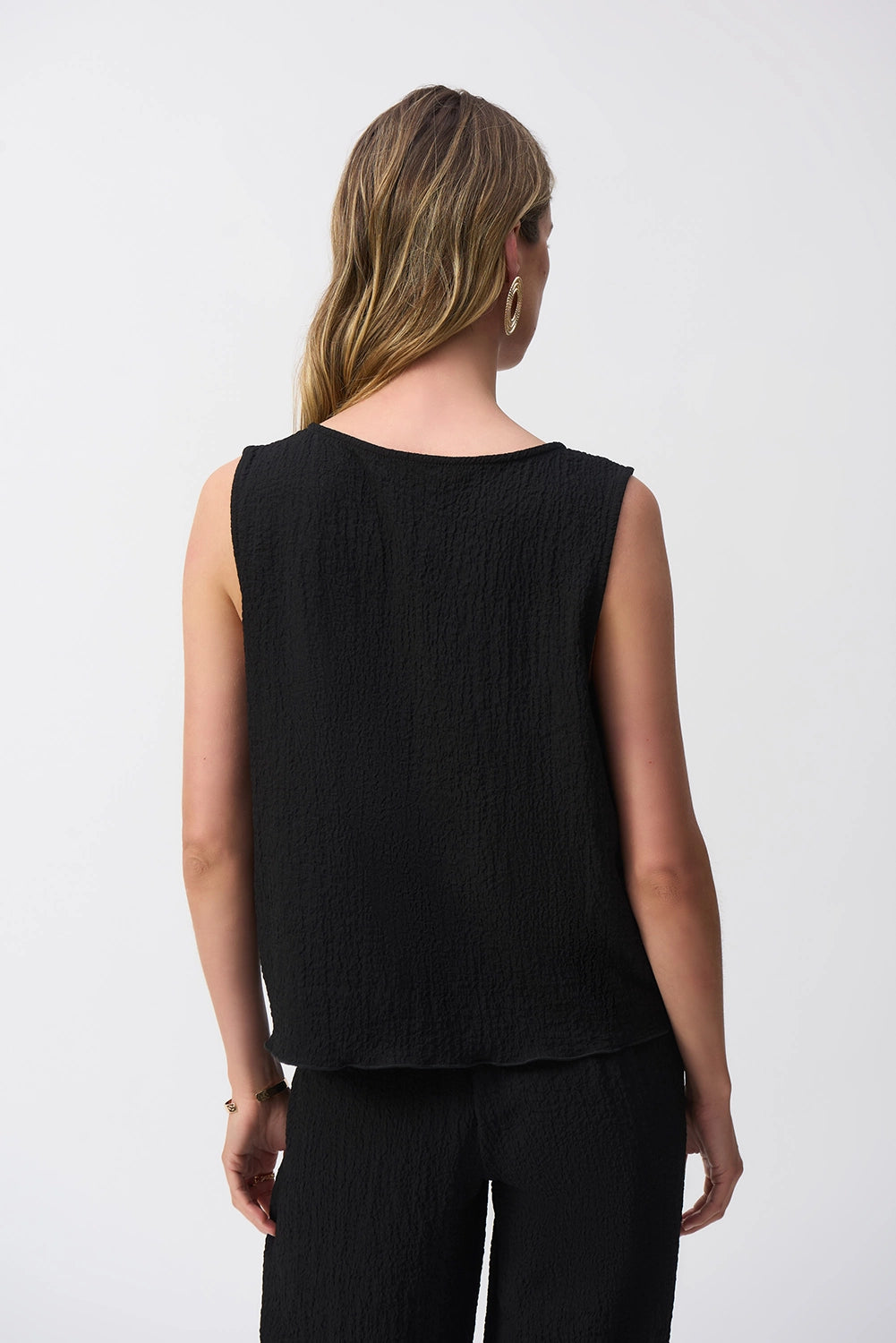 Joseph Ribkoff Seersucker Asymmetrical Sleeveless Top 251228