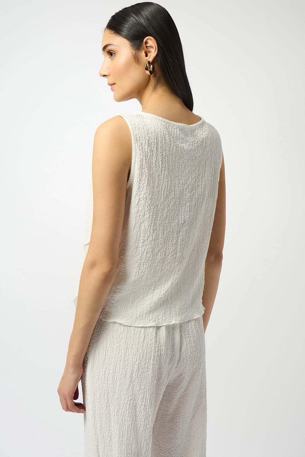 Joseph Ribkoff Seersucker Asymmetrical Sleeveless Top 251228