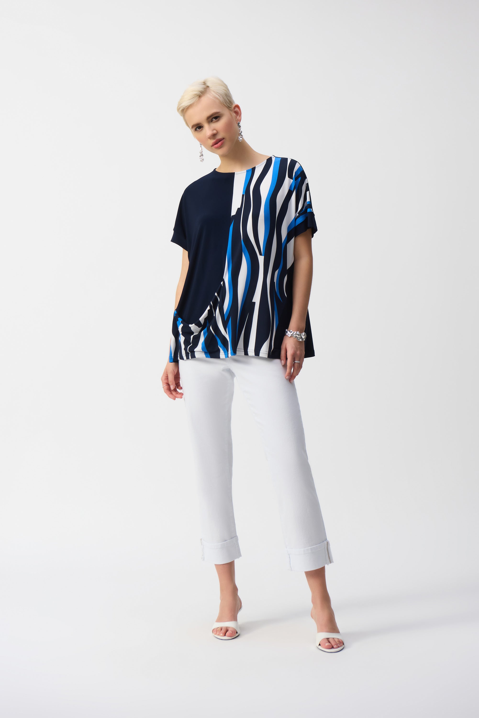 Joseph Ribkoff Silky Knit Geometric Print Boxy Top 251285