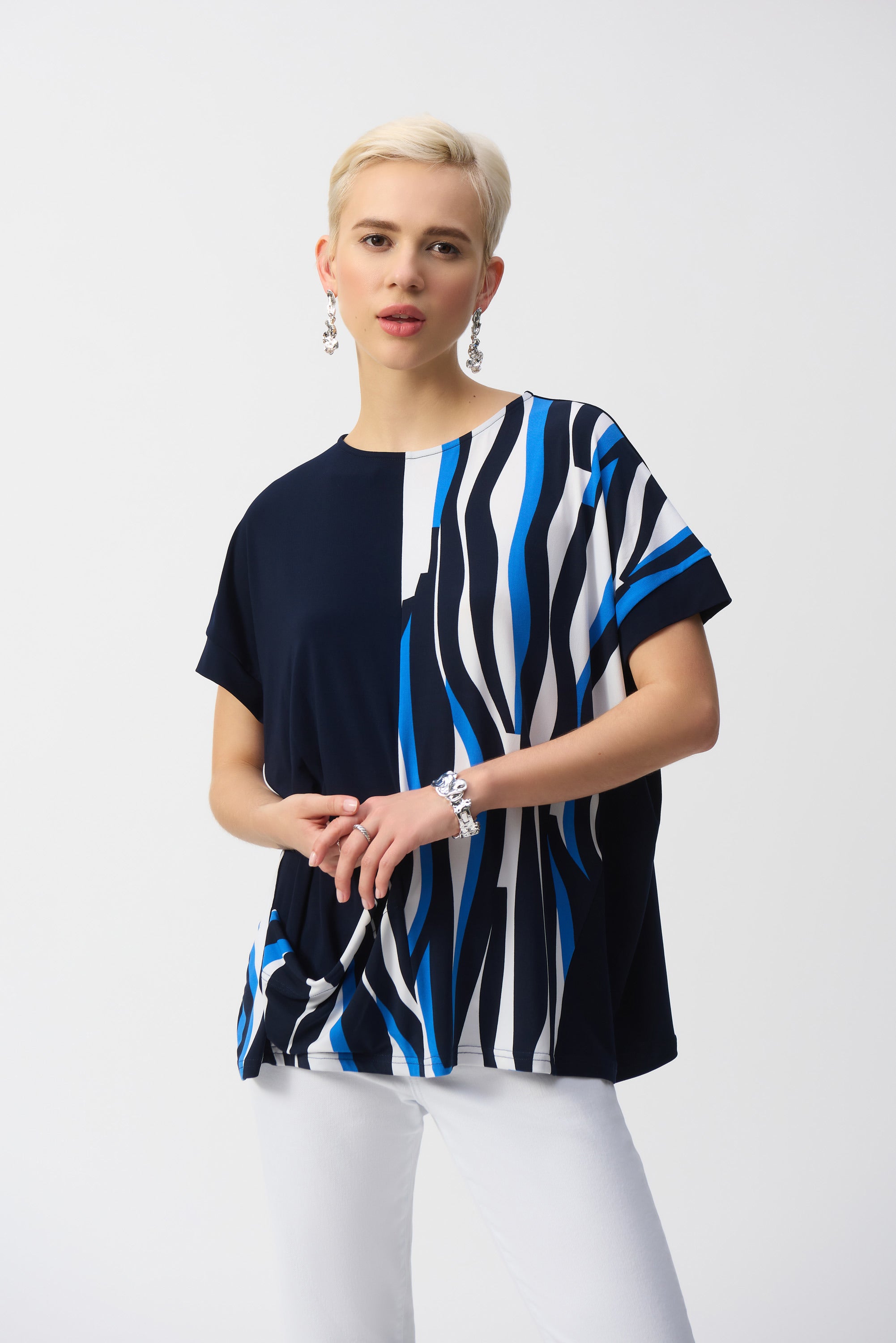 Joseph Ribkoff Silky Knit Geometric Print Boxy Top 251285