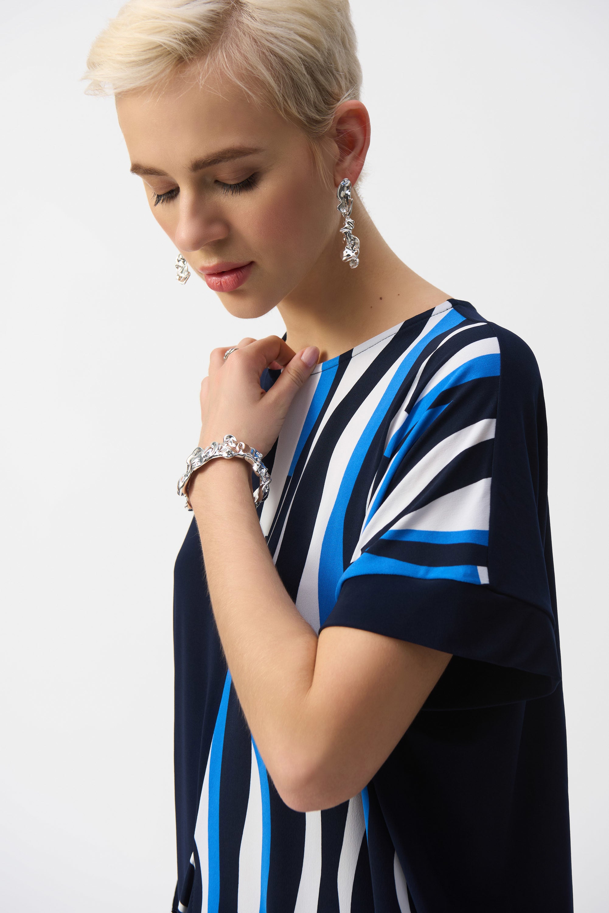 Joseph Ribkoff Silky Knit Geometric Print Boxy Top 251285