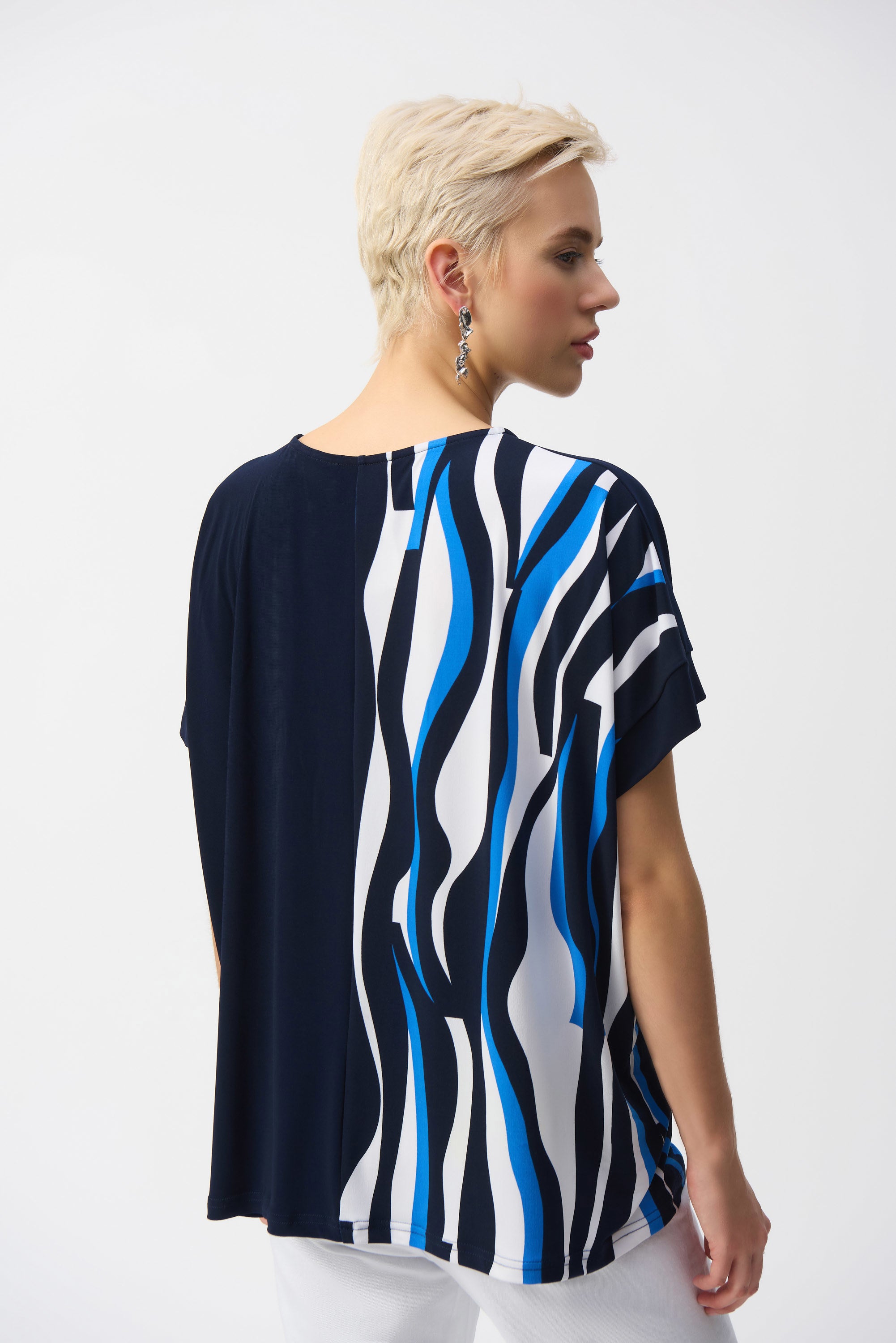 Joseph Ribkoff Silky Knit Geometric Print Boxy Top 251285