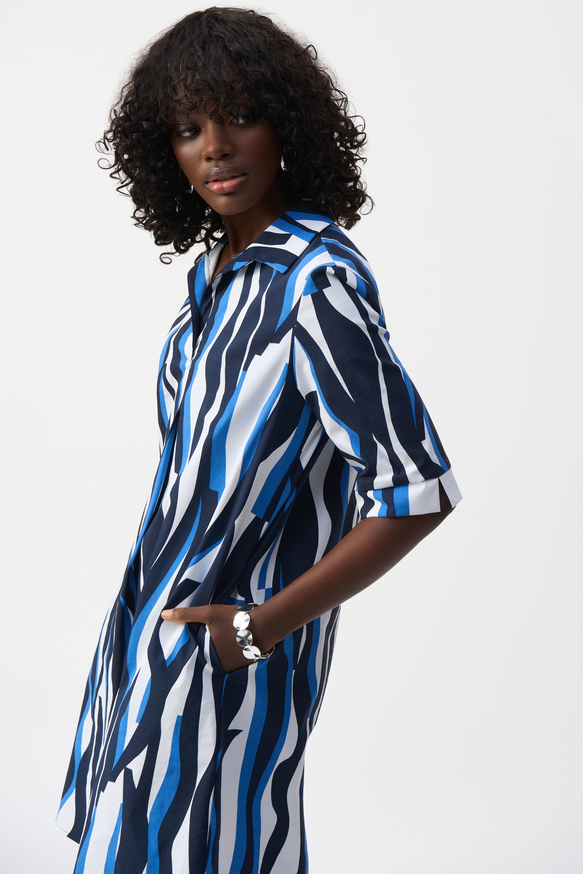 Joseph Ribkoff Stretch Poplin Trapeze Shirt Dress 251294