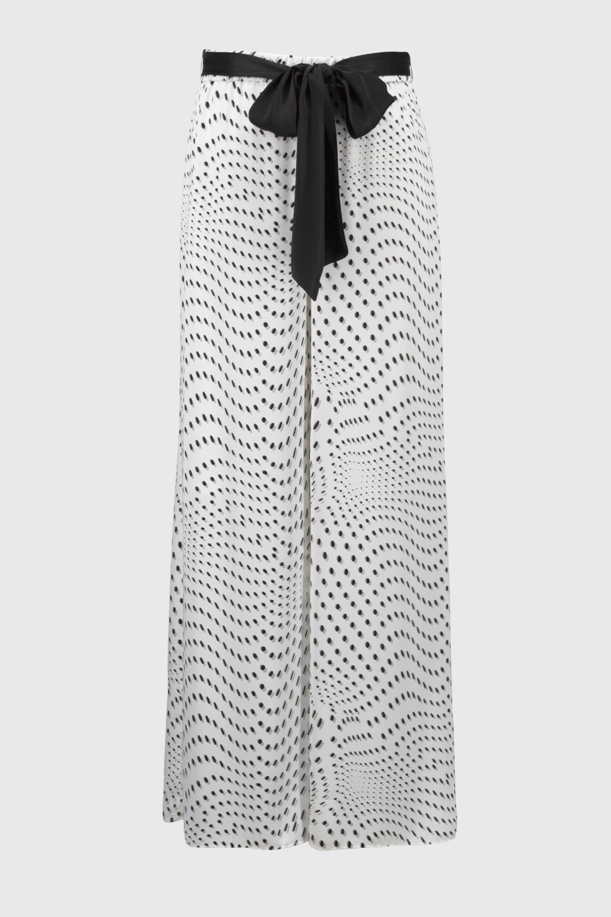 Joseph Ribkoff Signature | Satin Dot Print Belted Wide Leg Pants 251747