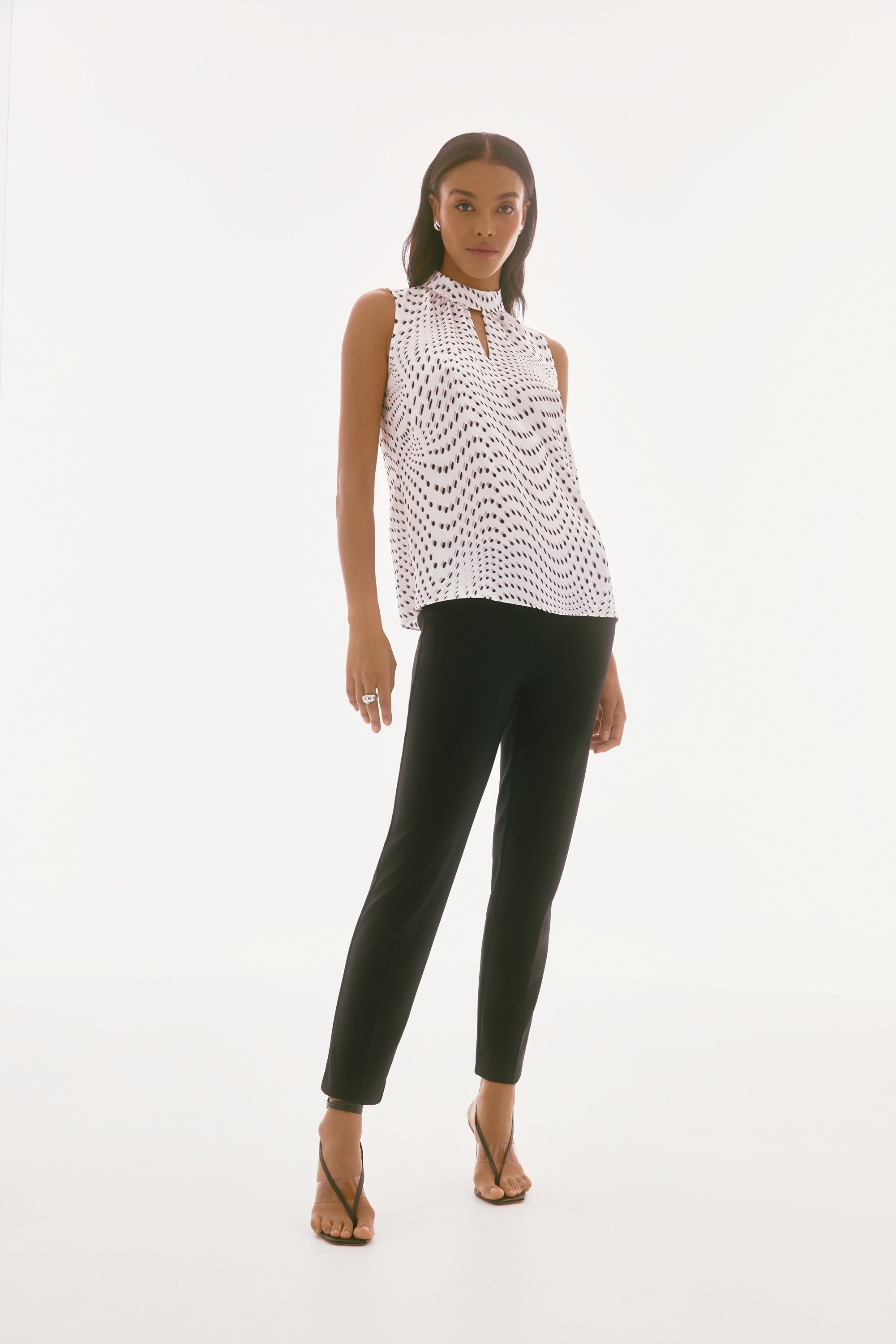Joseph Ribkoff Signature | Satin Dot Print Sleeveless Top 251749