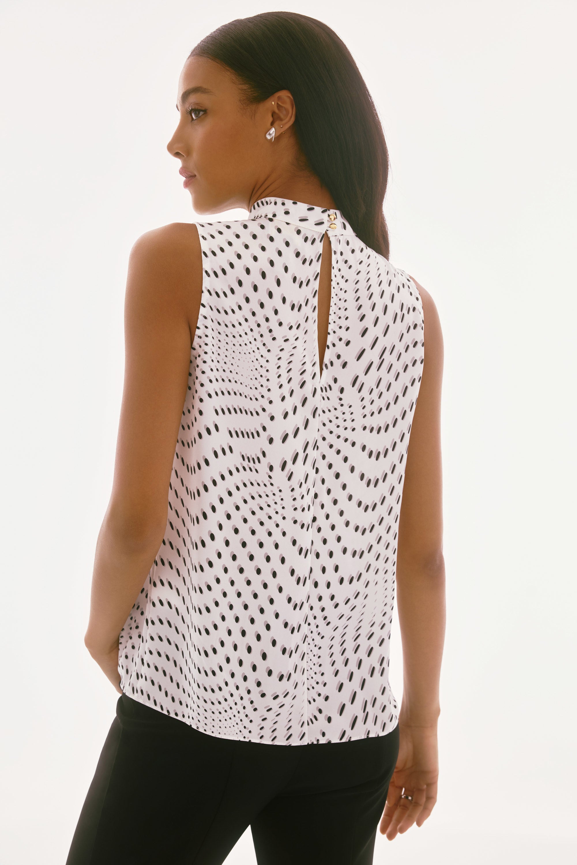 Joseph Ribkoff Signature | Satin Dot Print Sleeveless Top 251749