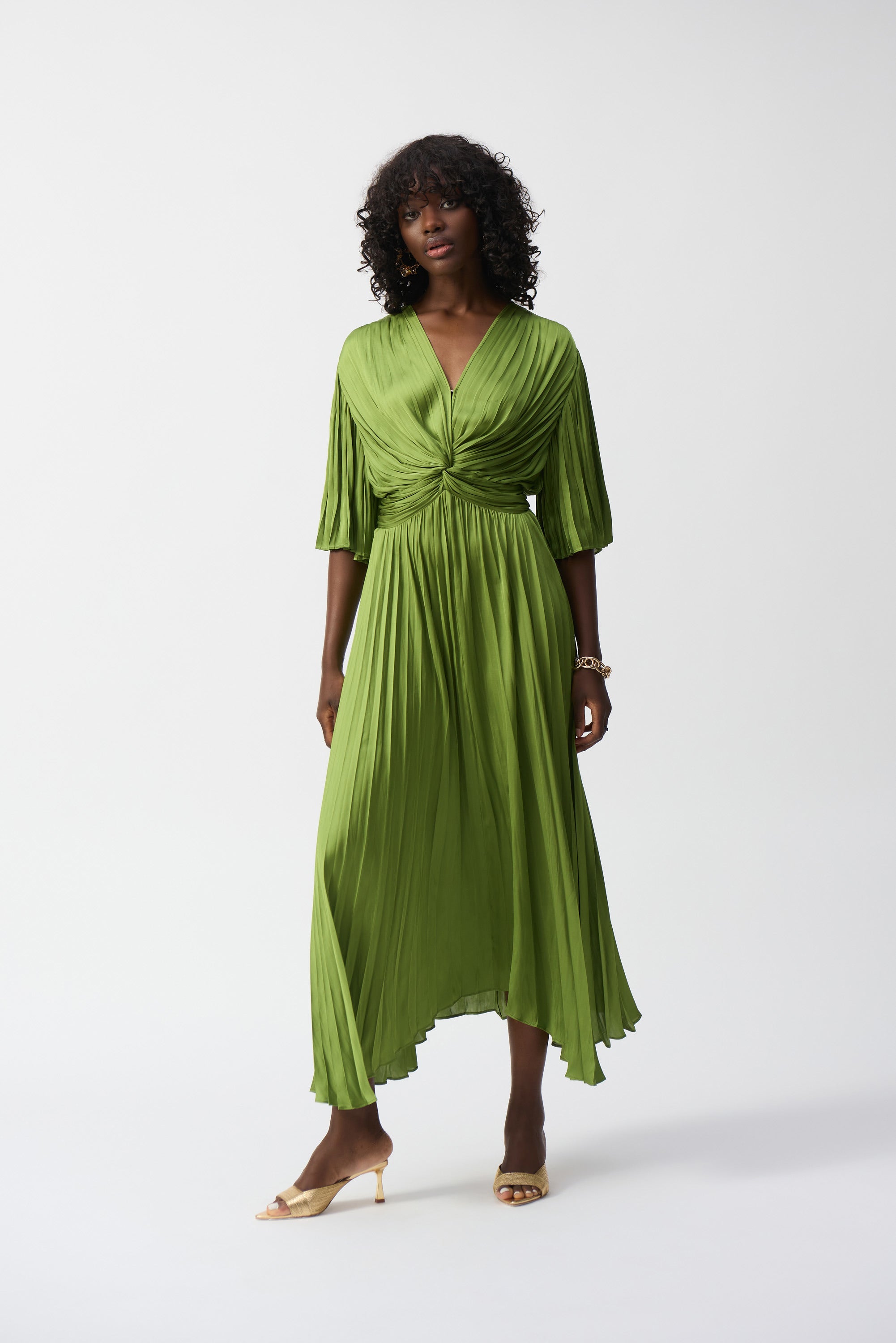 Joseph Ribkoff Pleated Satin Midi Dress 251903
