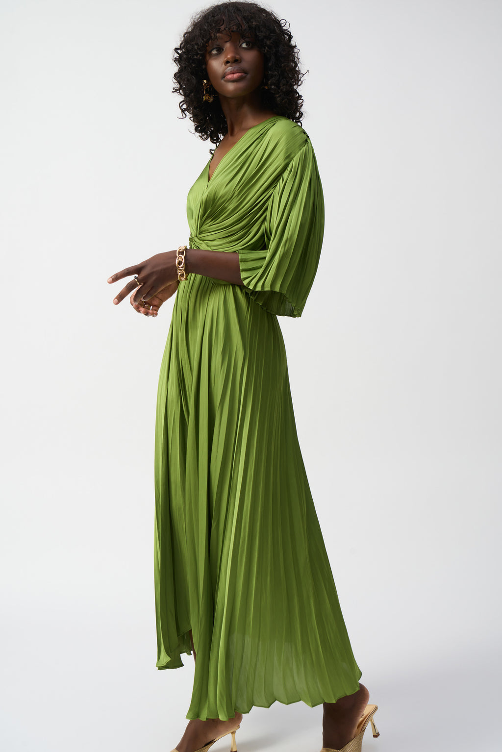 Joseph Ribkoff Pleated Satin Midi Dress 251903
