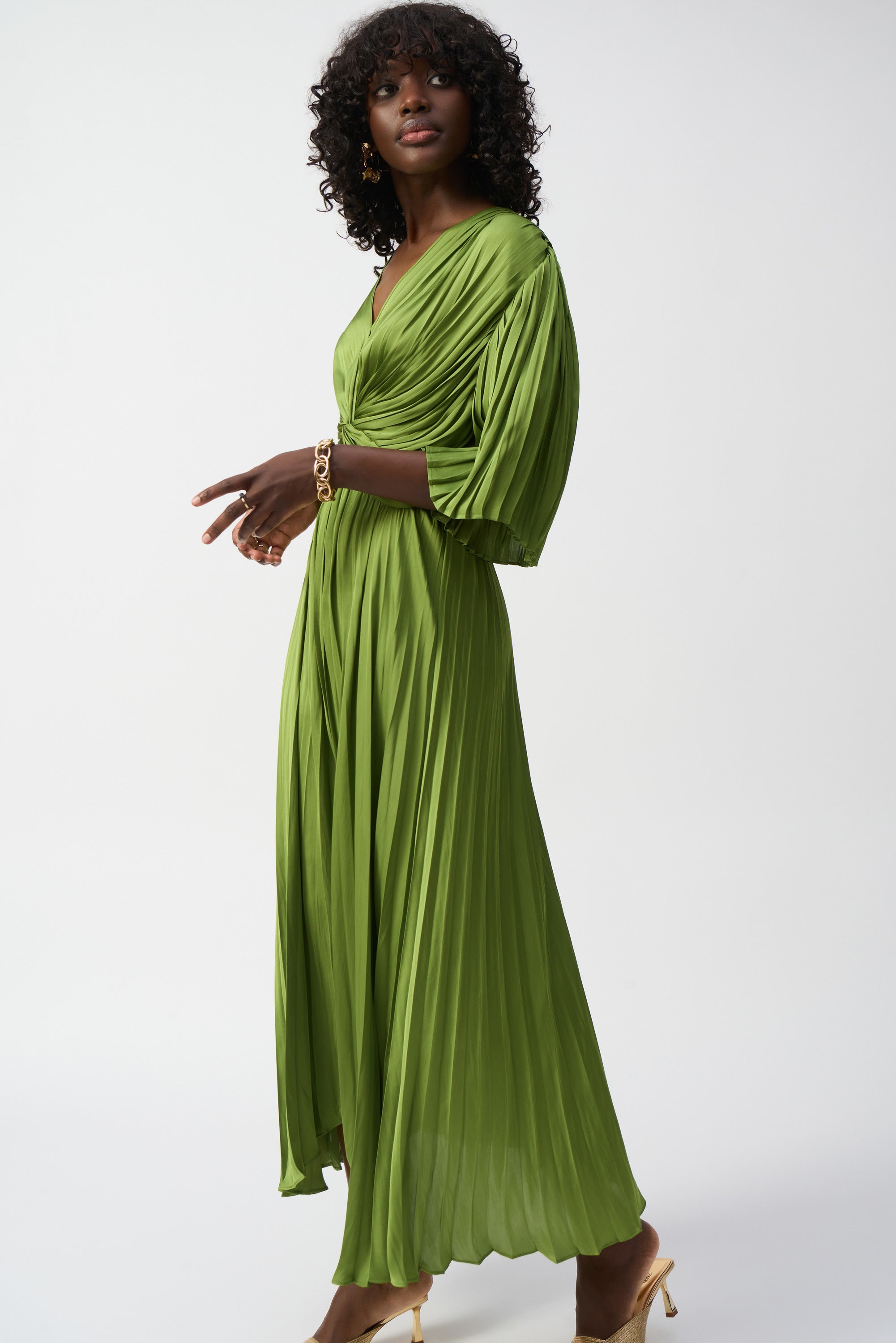 Joseph Ribkoff Pleated Satin Midi Dress 251903