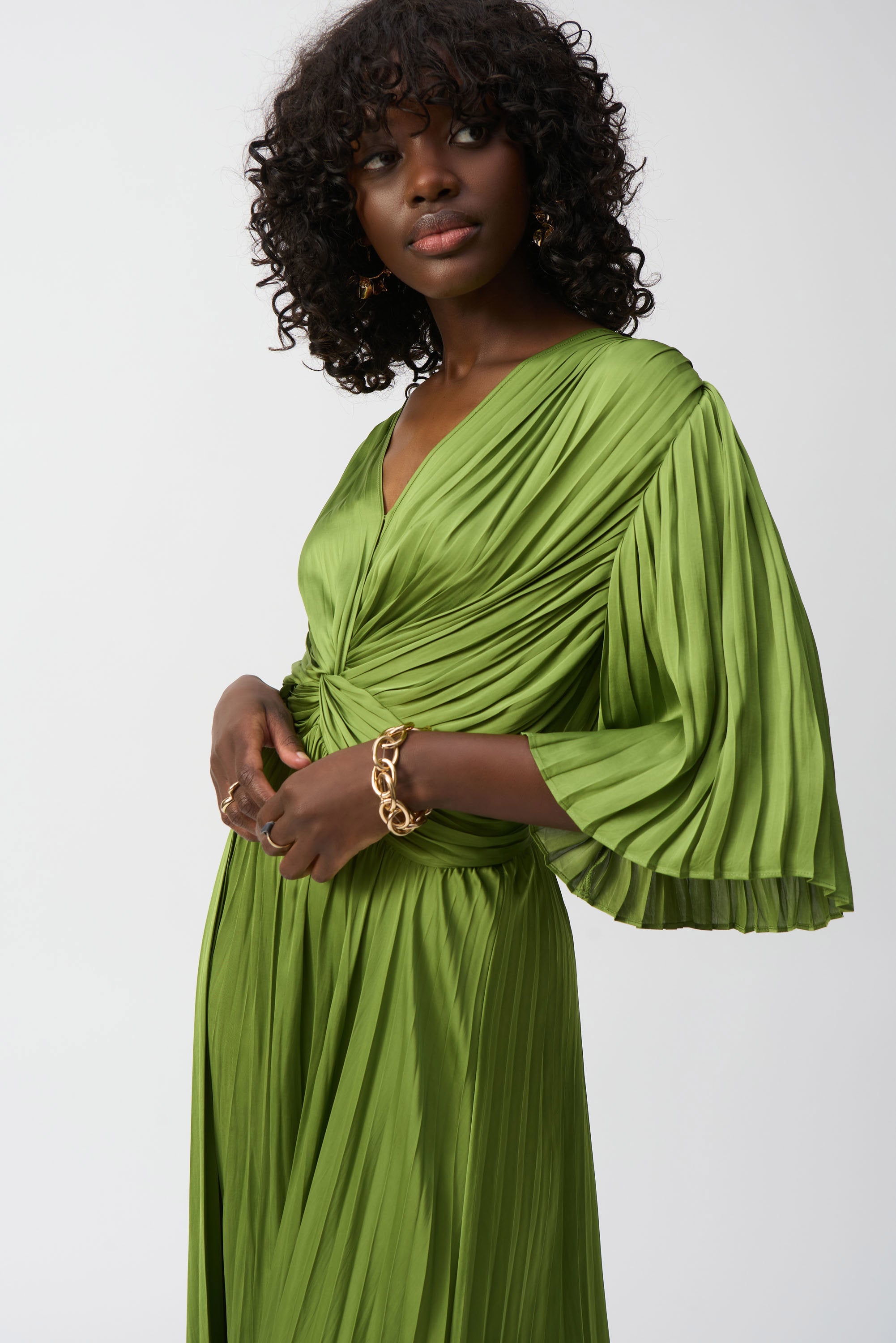 Joseph Ribkoff Pleated Satin Midi Dress 251903