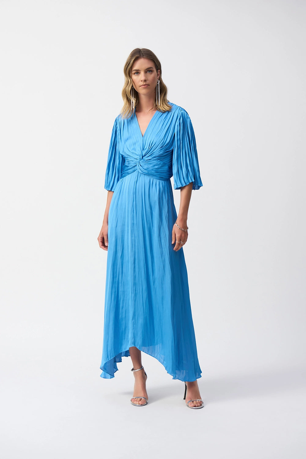 Joseph Ribkoff Pleated Satin Midi Dress 251903
