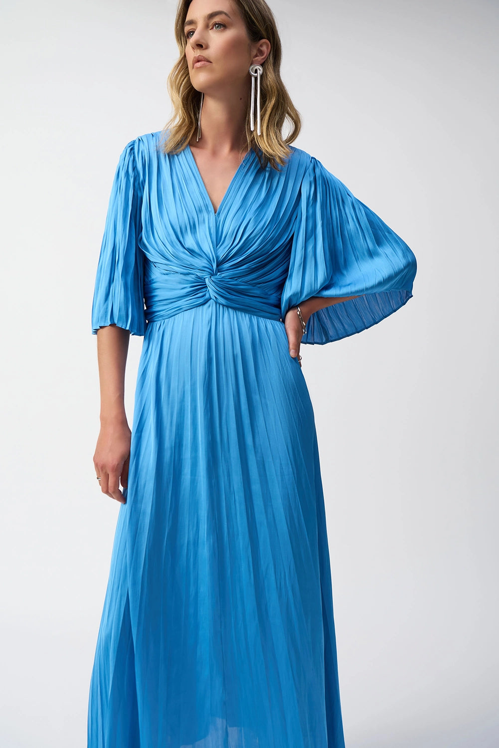 Joseph Ribkoff Pleated Satin Midi Dress 251903