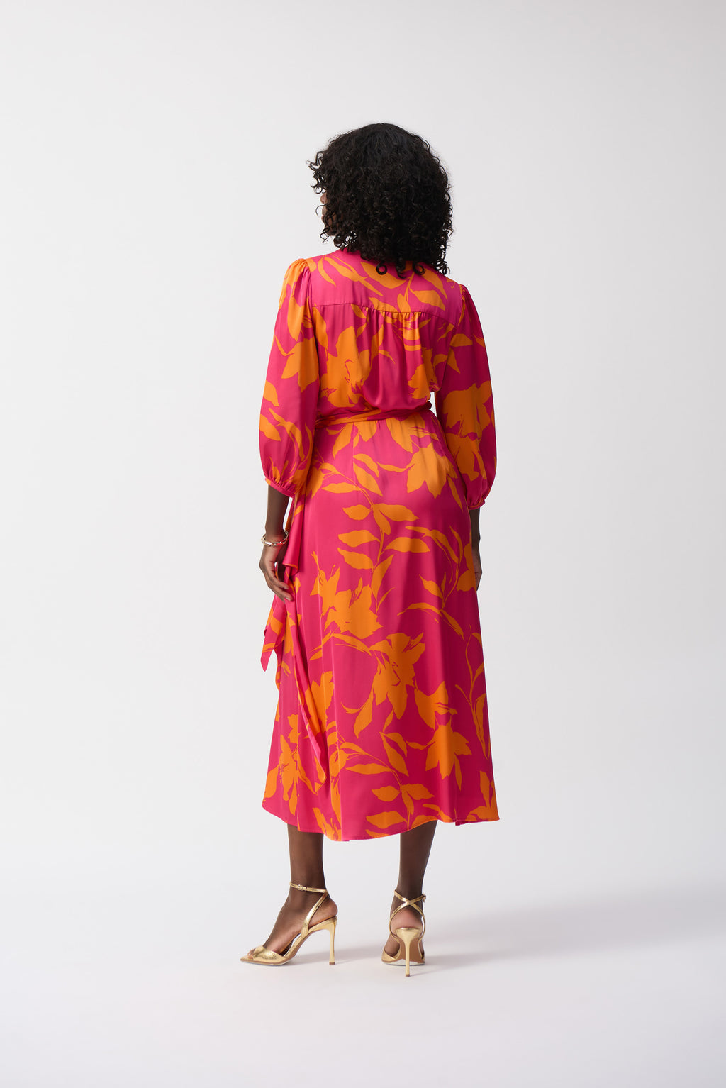 Joseph Ribkoff Satin Floral Print Wrap Dress 251906