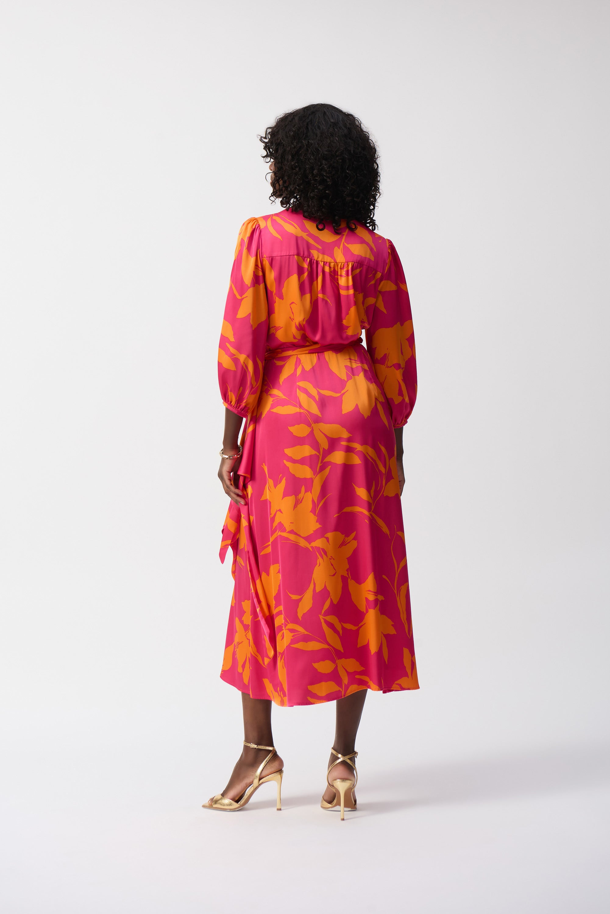 Joseph Ribkoff Satin Floral Print Wrap Dress 251906
