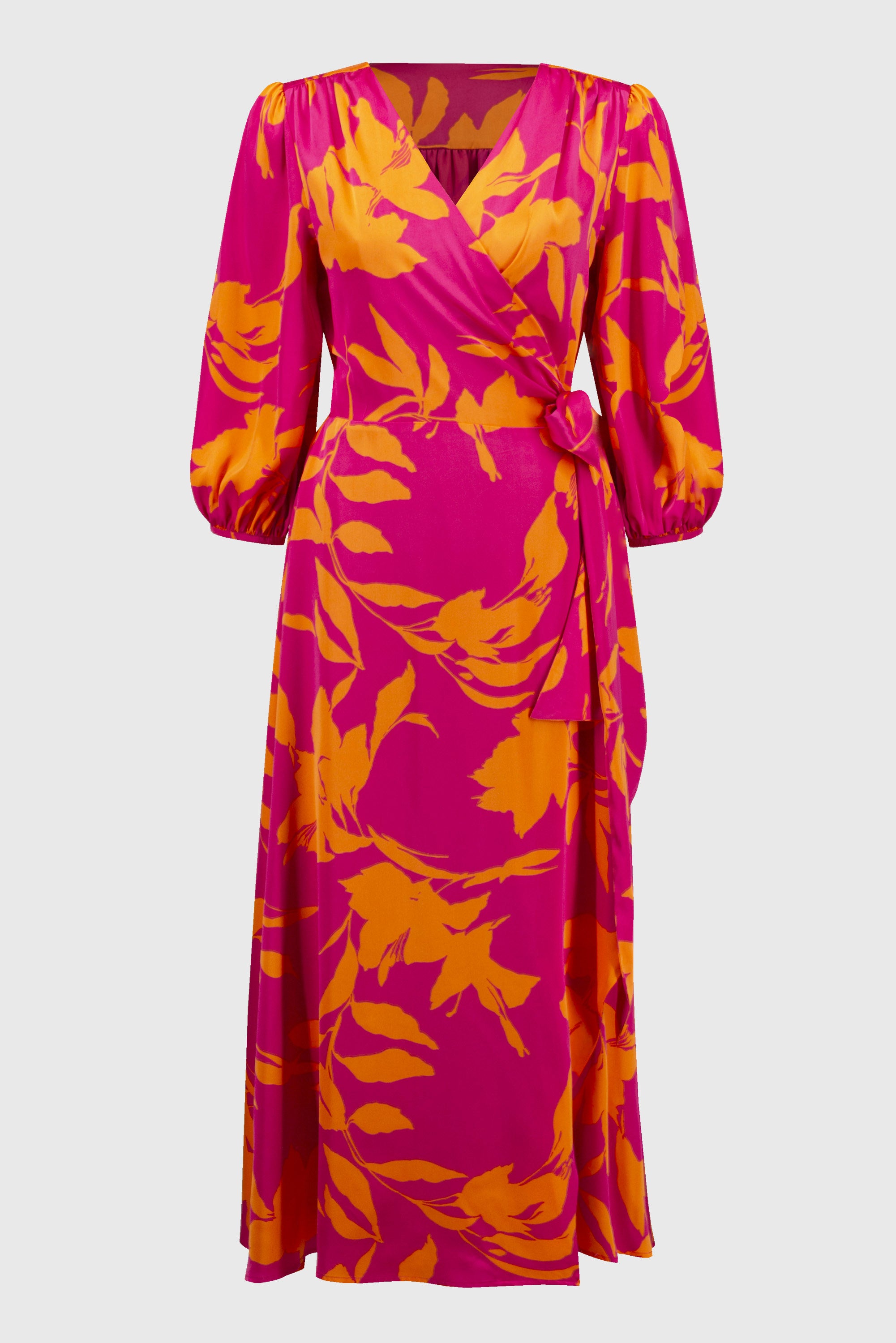 Joseph Ribkoff Satin Floral Print Wrap Dress 251906