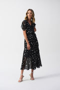 Joseph Ribkoff Chiffon Dot Print Wrap Dress 251907