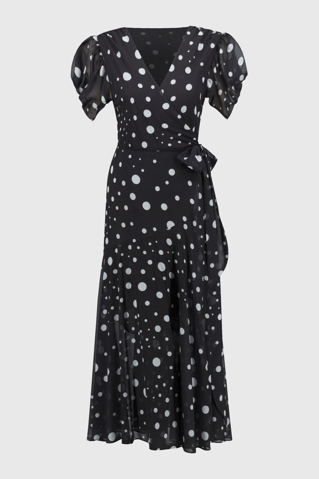 Joseph Ribkoff Chiffon Dot Print Wrap Dress 251907