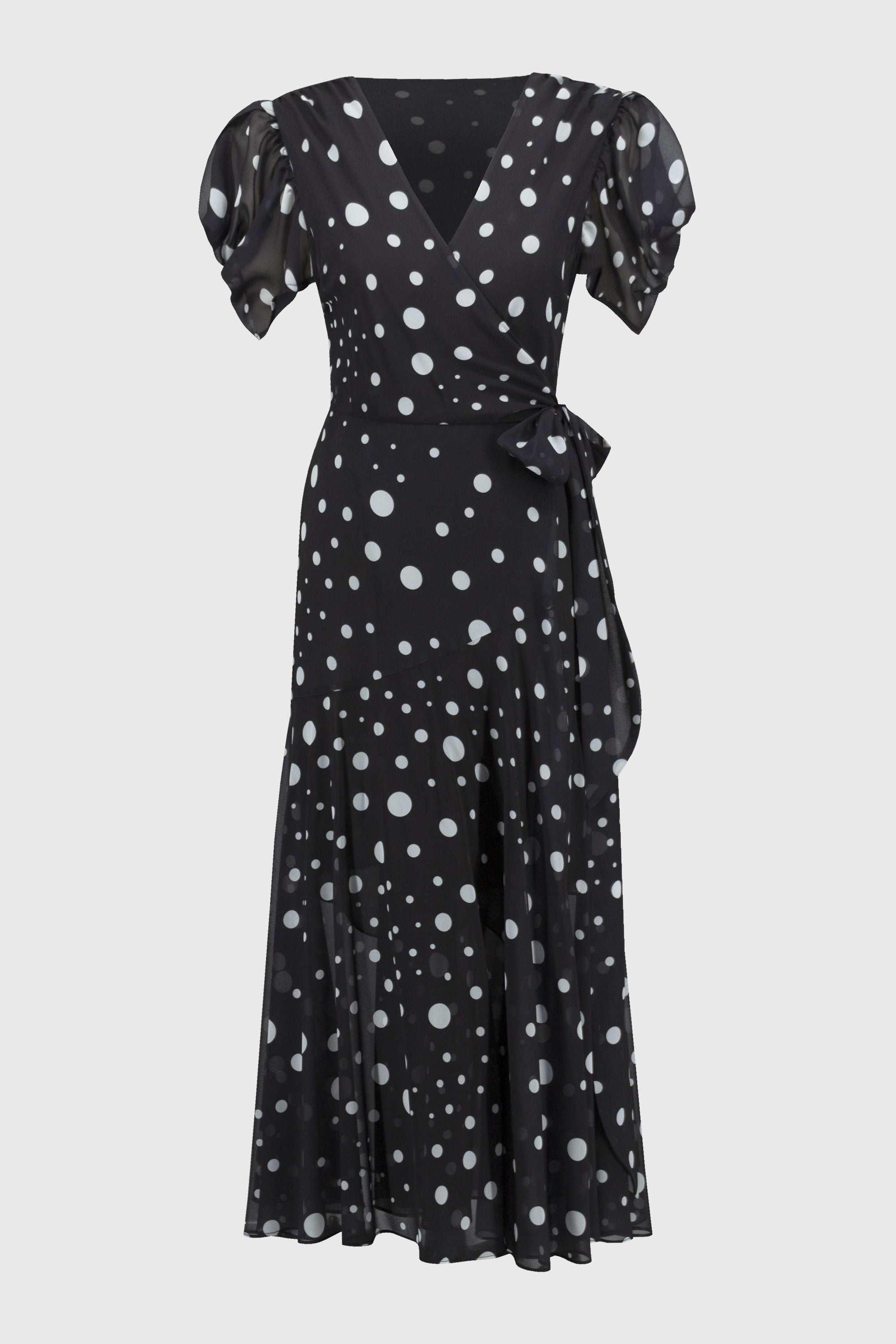 Joseph Ribkoff Chiffon Dot Print Wrap Dress 251907