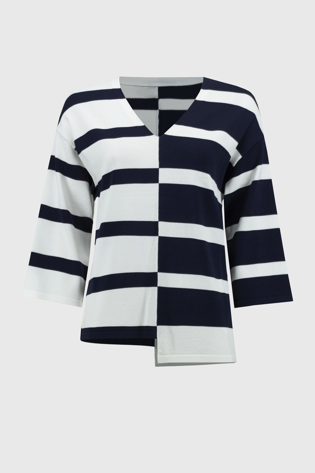 Joseph Ribkoff Striped Sweater Knit V-Neck Pullover 251914