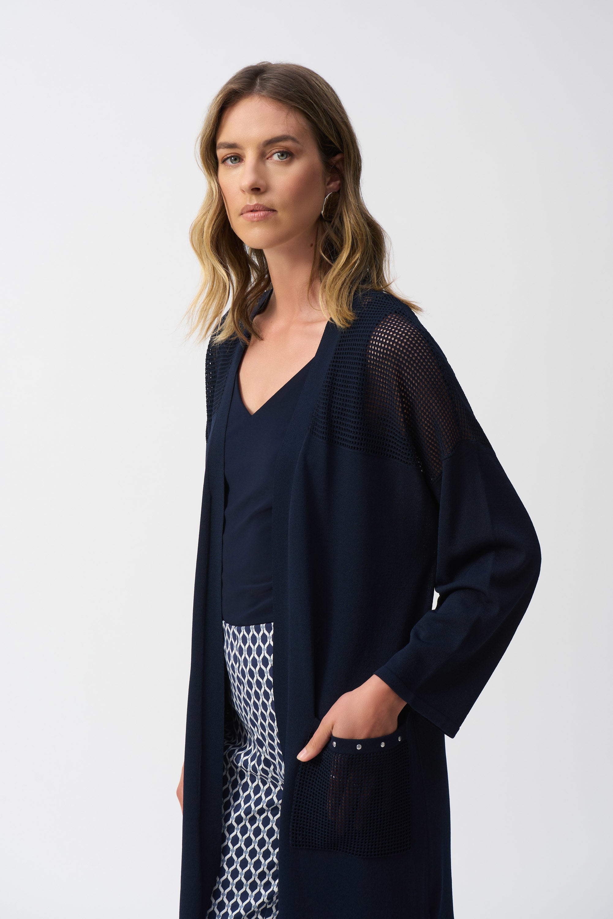 Joseph Ribkoff Sweater Knit Cover-Up With Pointelle Detail 251926