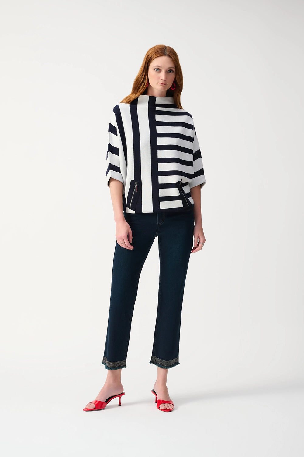 Joseph Ribkoff Jacquard Stripe Sweater Knit Pullover 251933
