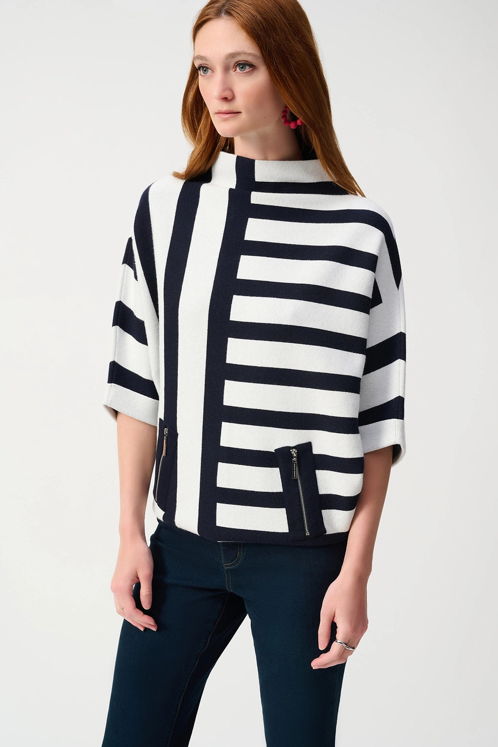 Joseph Ribkoff Jacquard Stripe Sweater Knit Pullover 251933