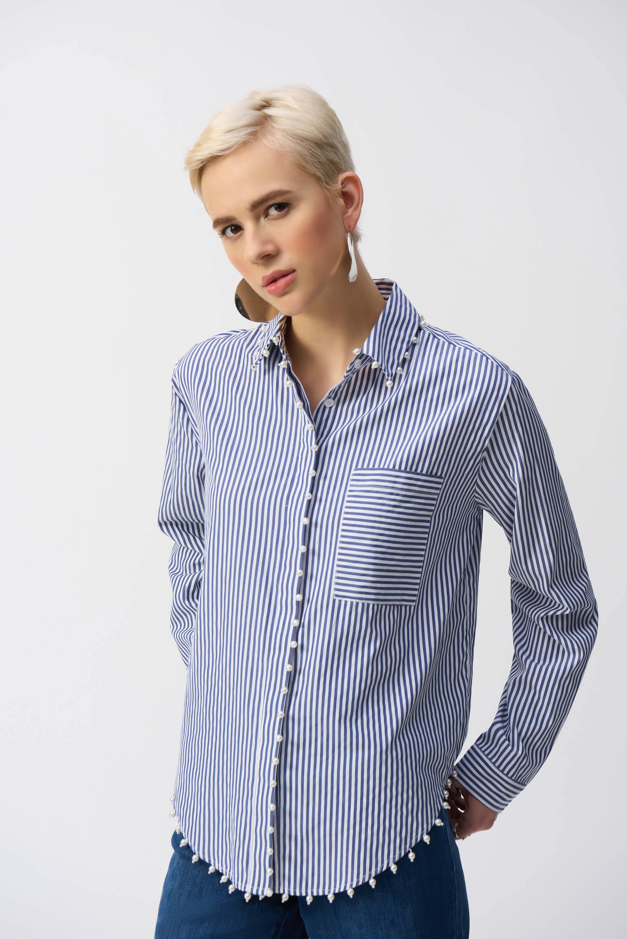 Joseph Ribkoff Striped Stretch Cotton Shirt 251942