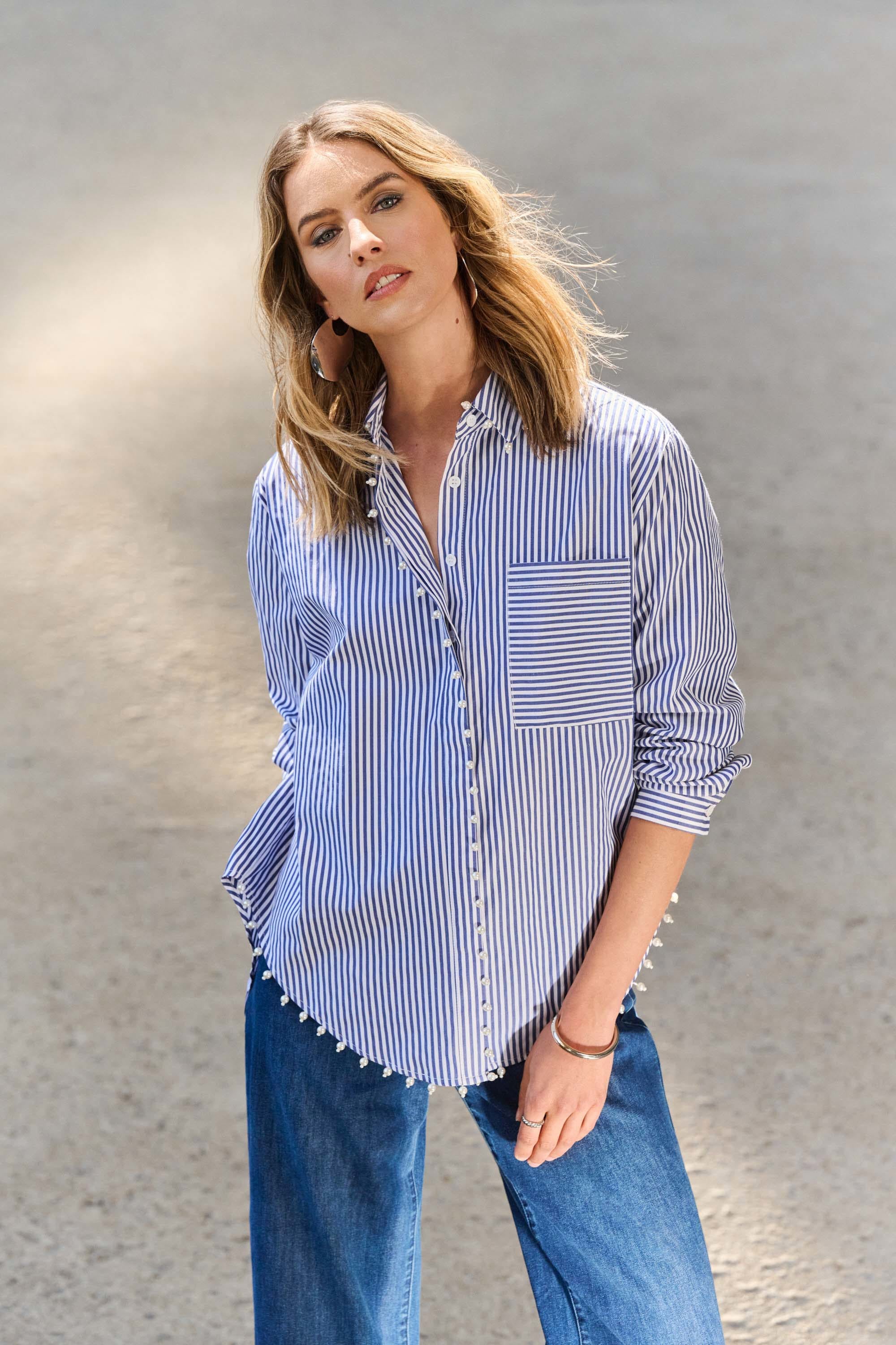 Joseph Ribkoff Striped Stretch Cotton Shirt 251942