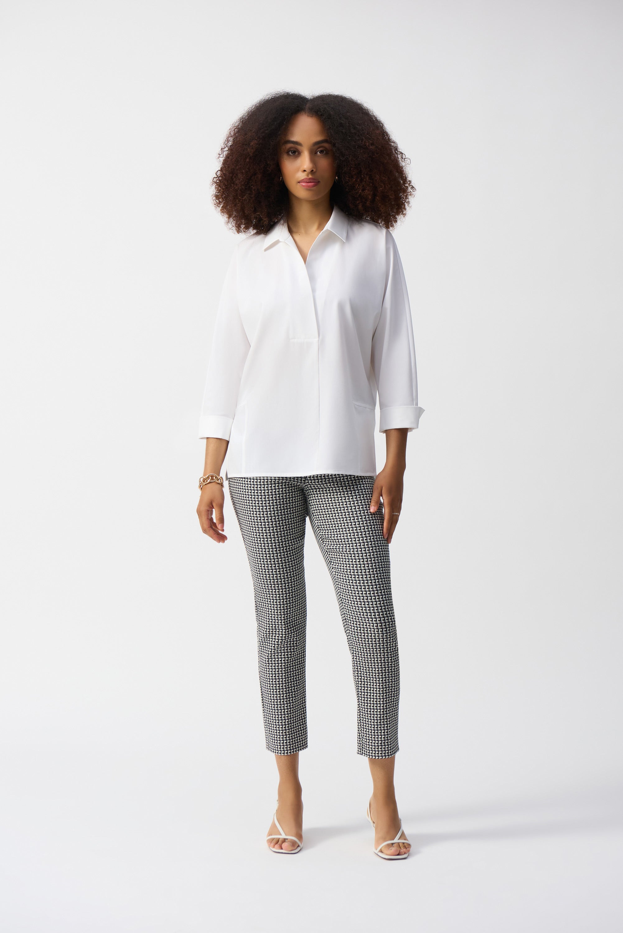 Joseph Ribkoff Poplin Boxy Shirt With Overlap V-Neck 251948