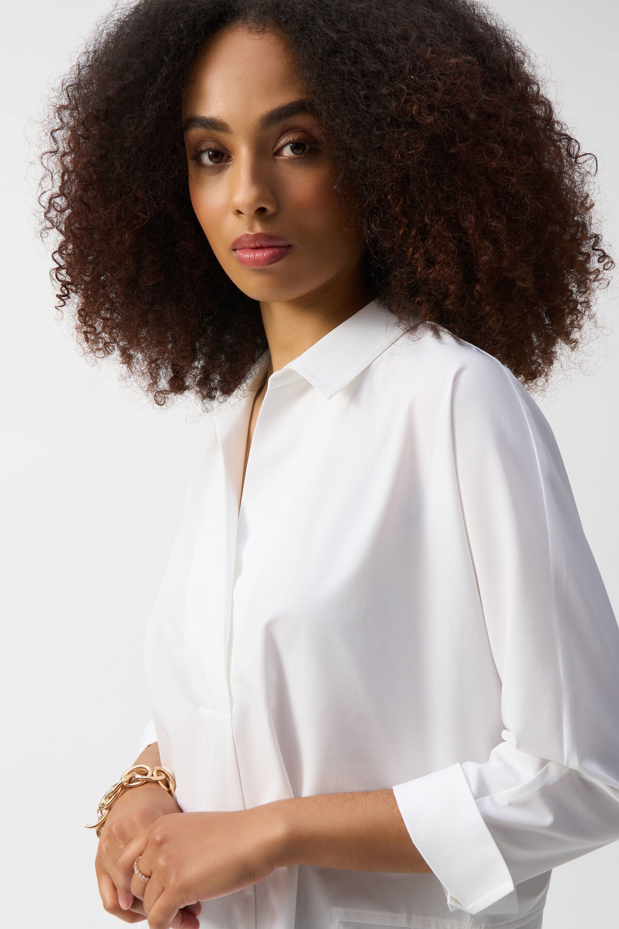 Joseph Ribkoff Poplin Boxy Shirt With Overlap V-Neck 251948