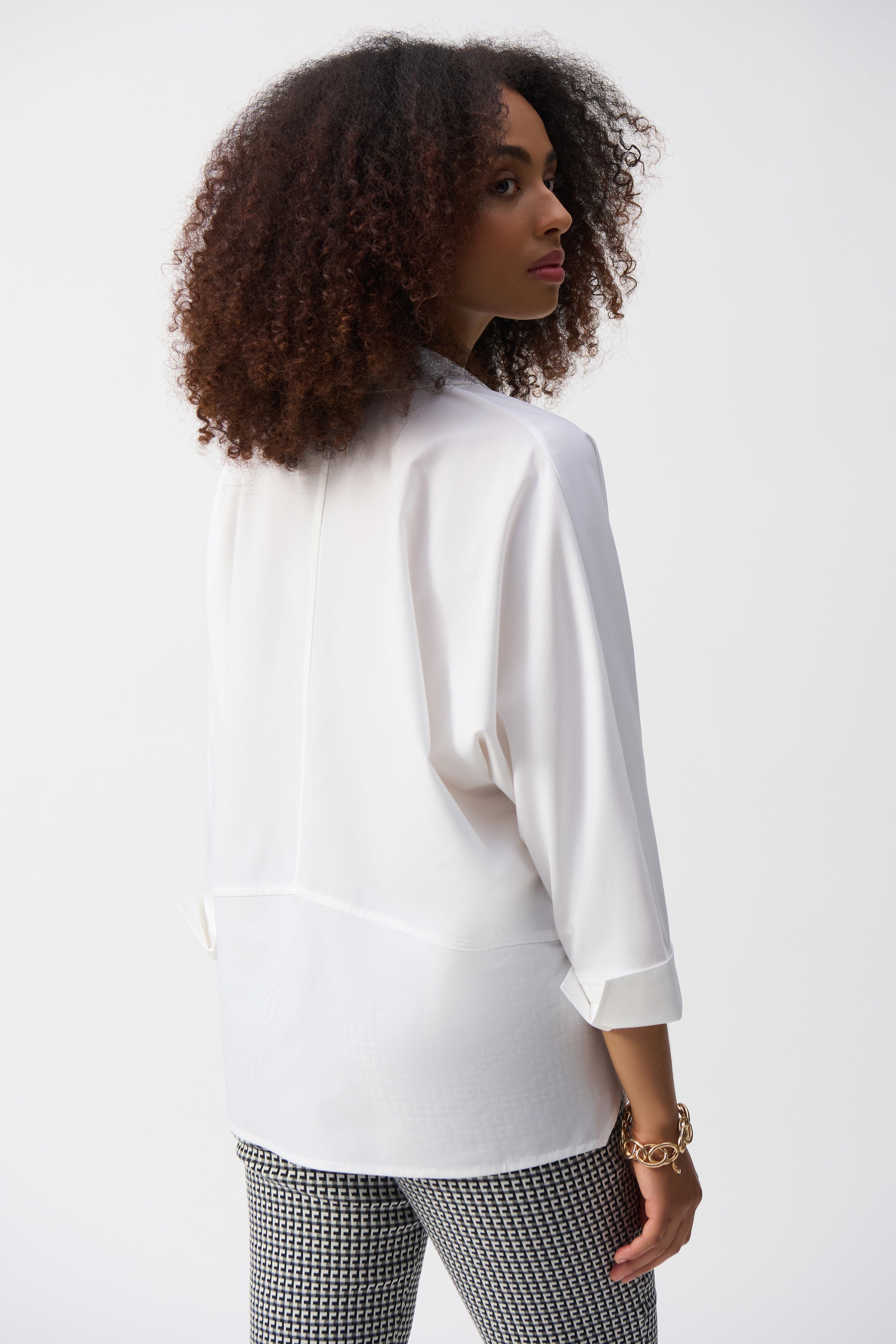 Joseph Ribkoff Poplin Boxy Shirt With Overlap V-Neck 251948