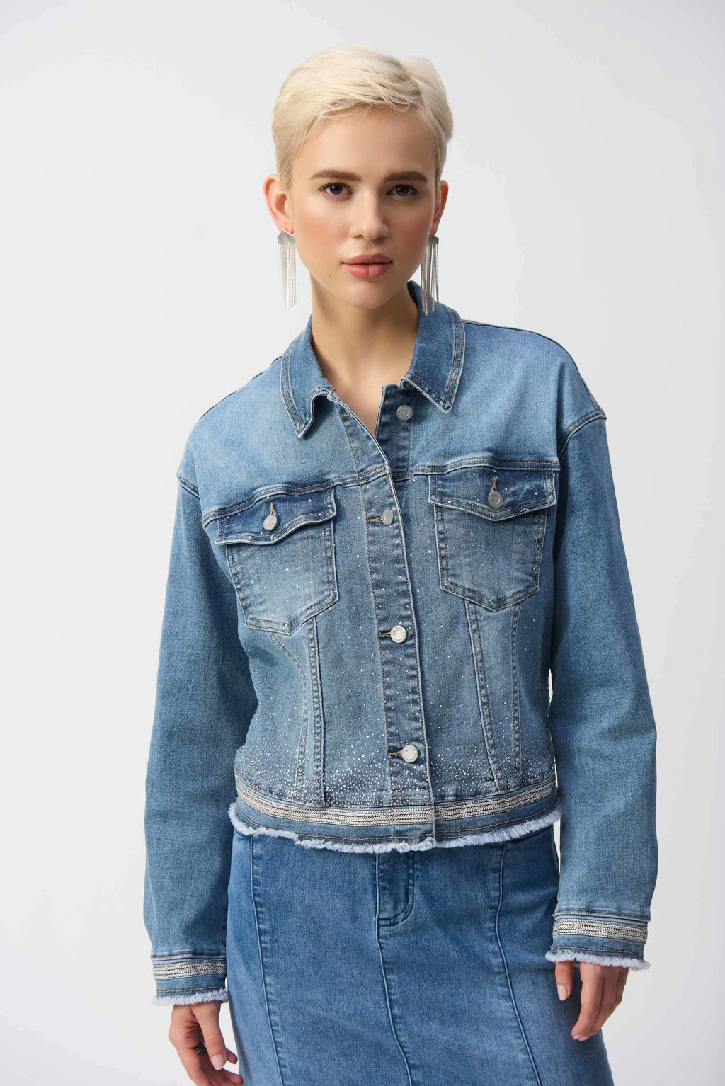 Joseph Ribkoff Stretch Denim Jacket with Embroidery 251953