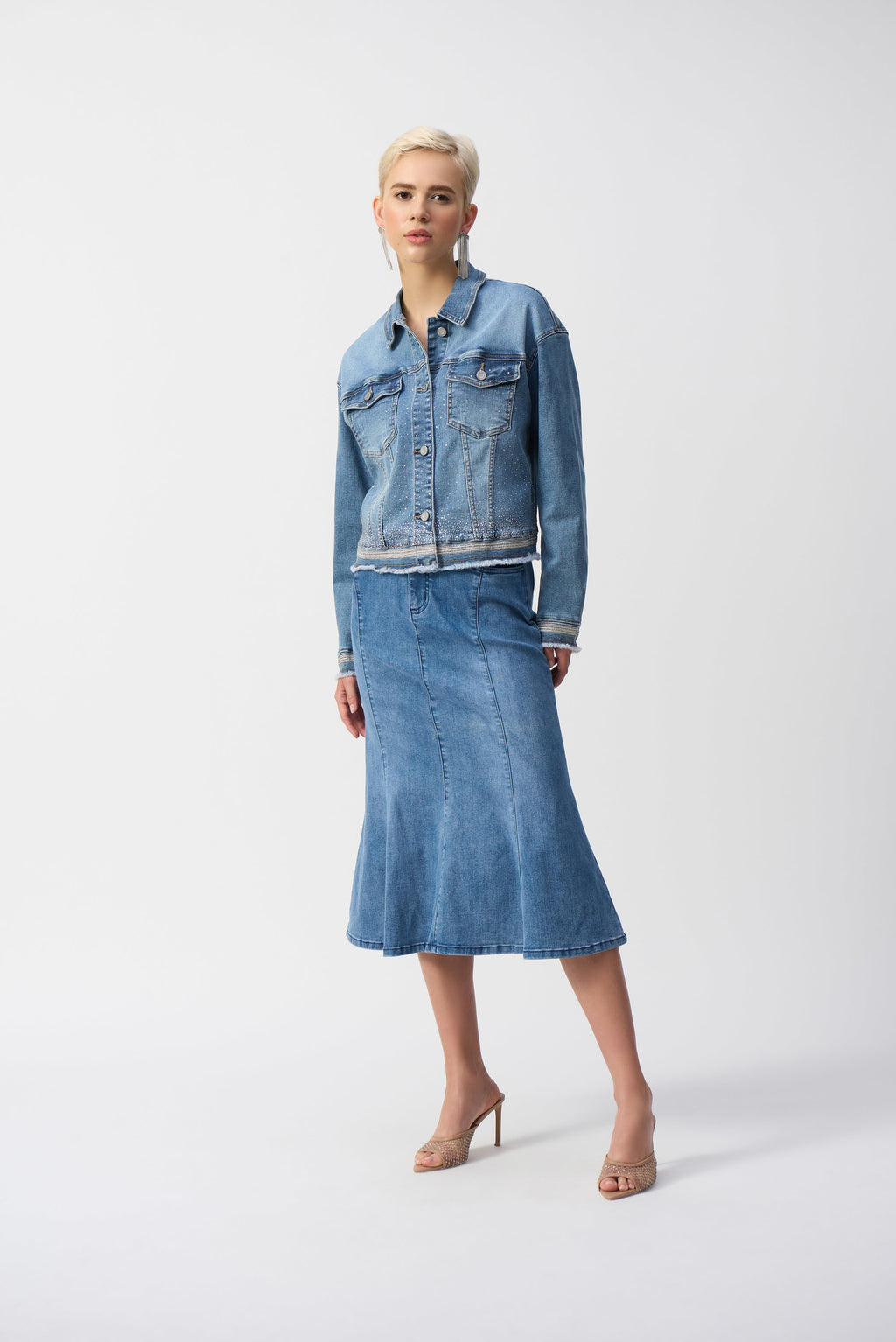 Joseph Ribkoff Stretch Denim Jacket with Embroidery 251953