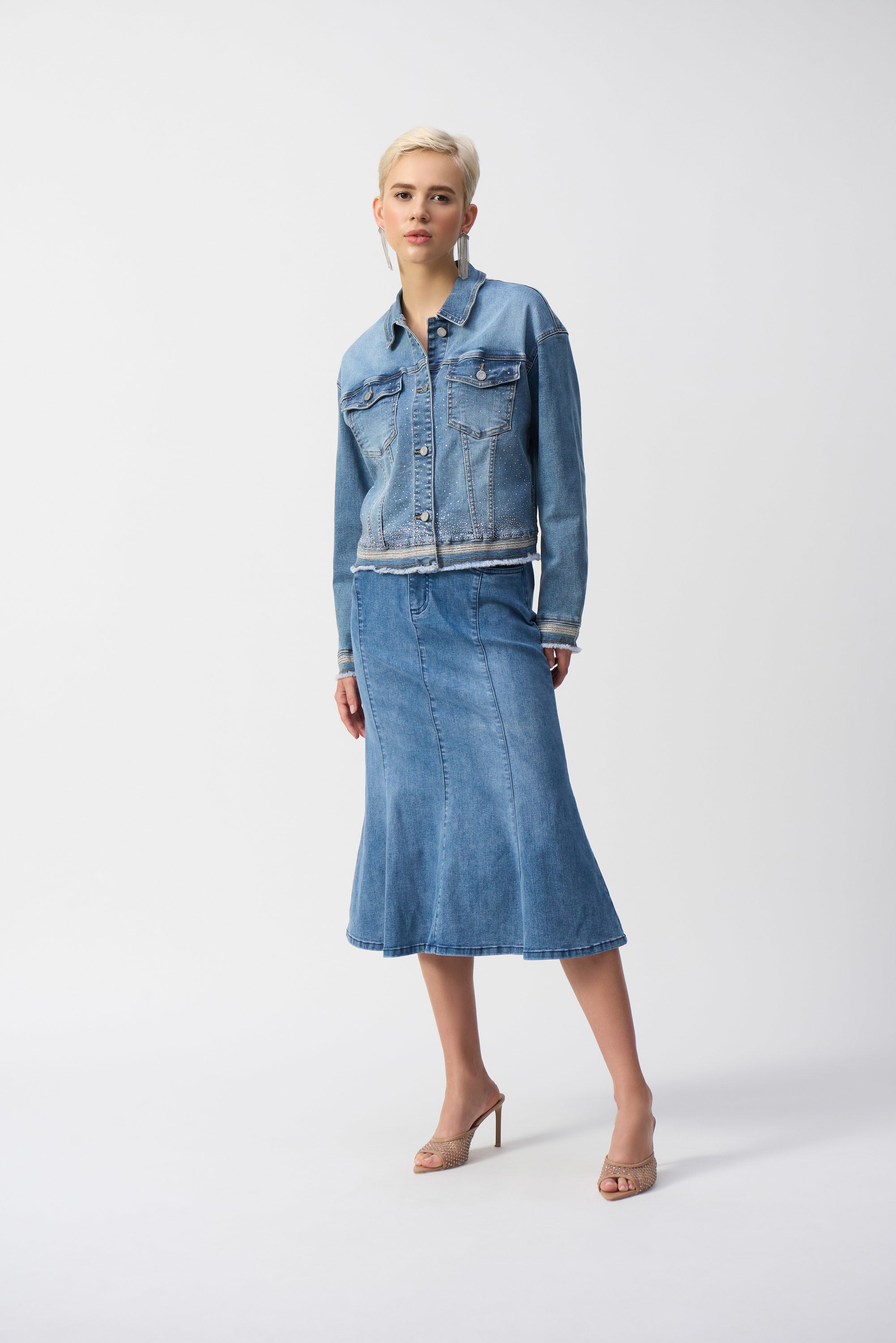Joseph Ribkoff Stretch Denim Jacket with Embroidery 251953