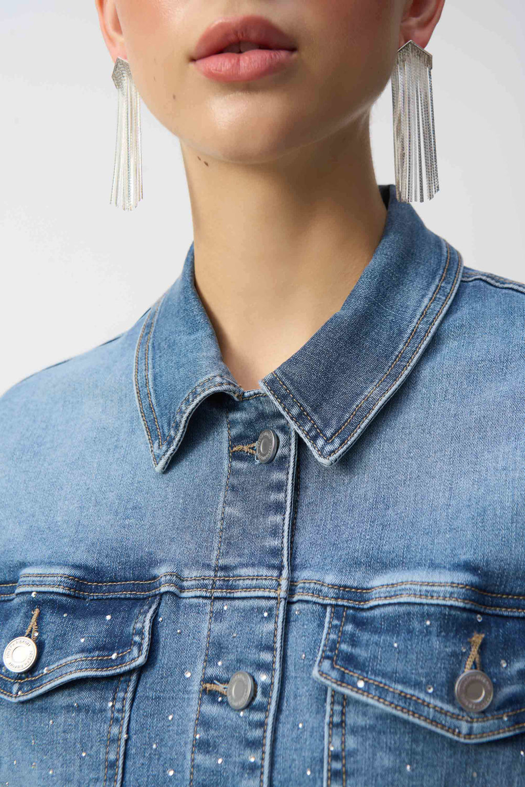 Joseph Ribkoff Stretch Denim Jacket with Embroidery 251953