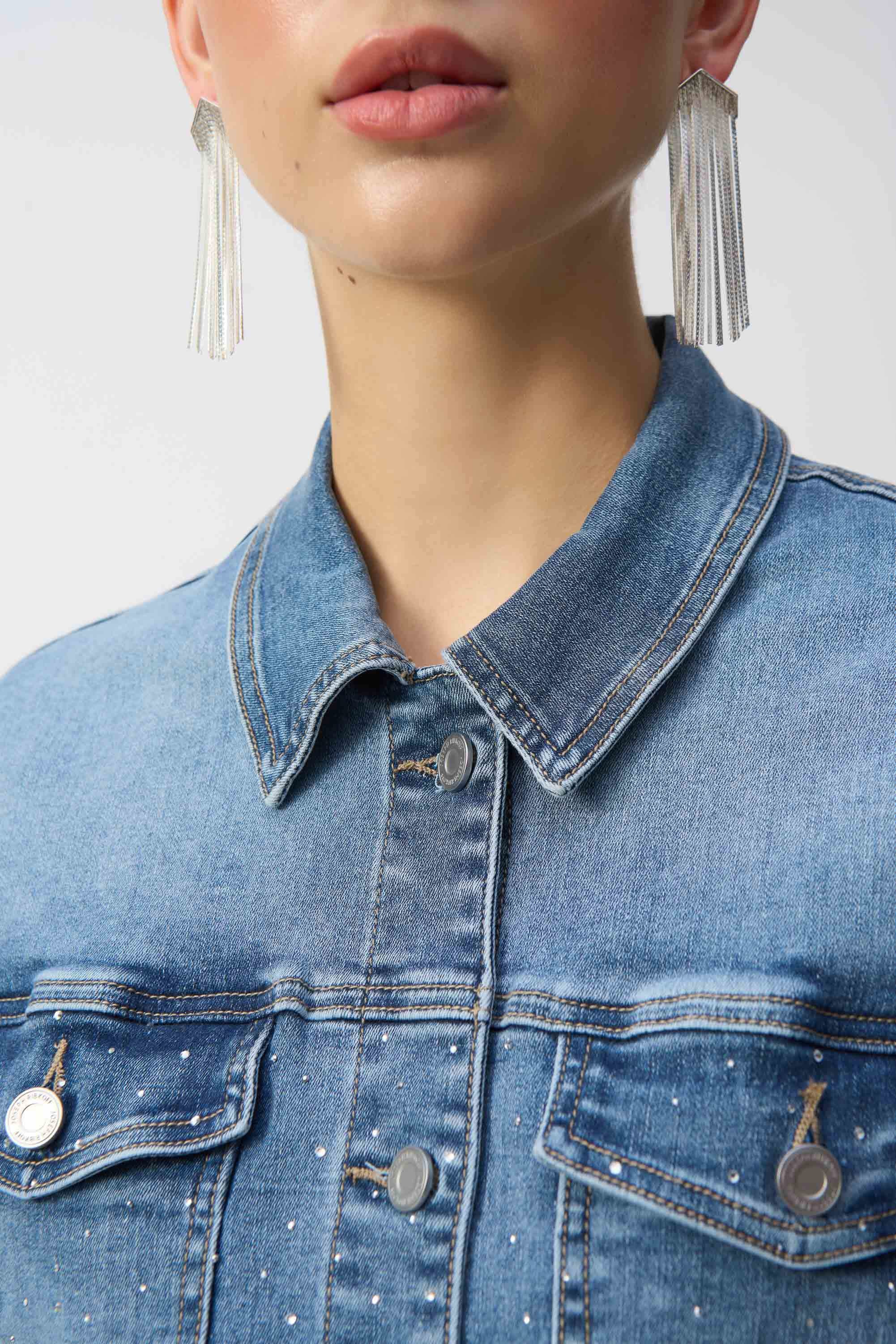 Joseph Ribkoff Stretch Denim Jacket with Embroidery 251953