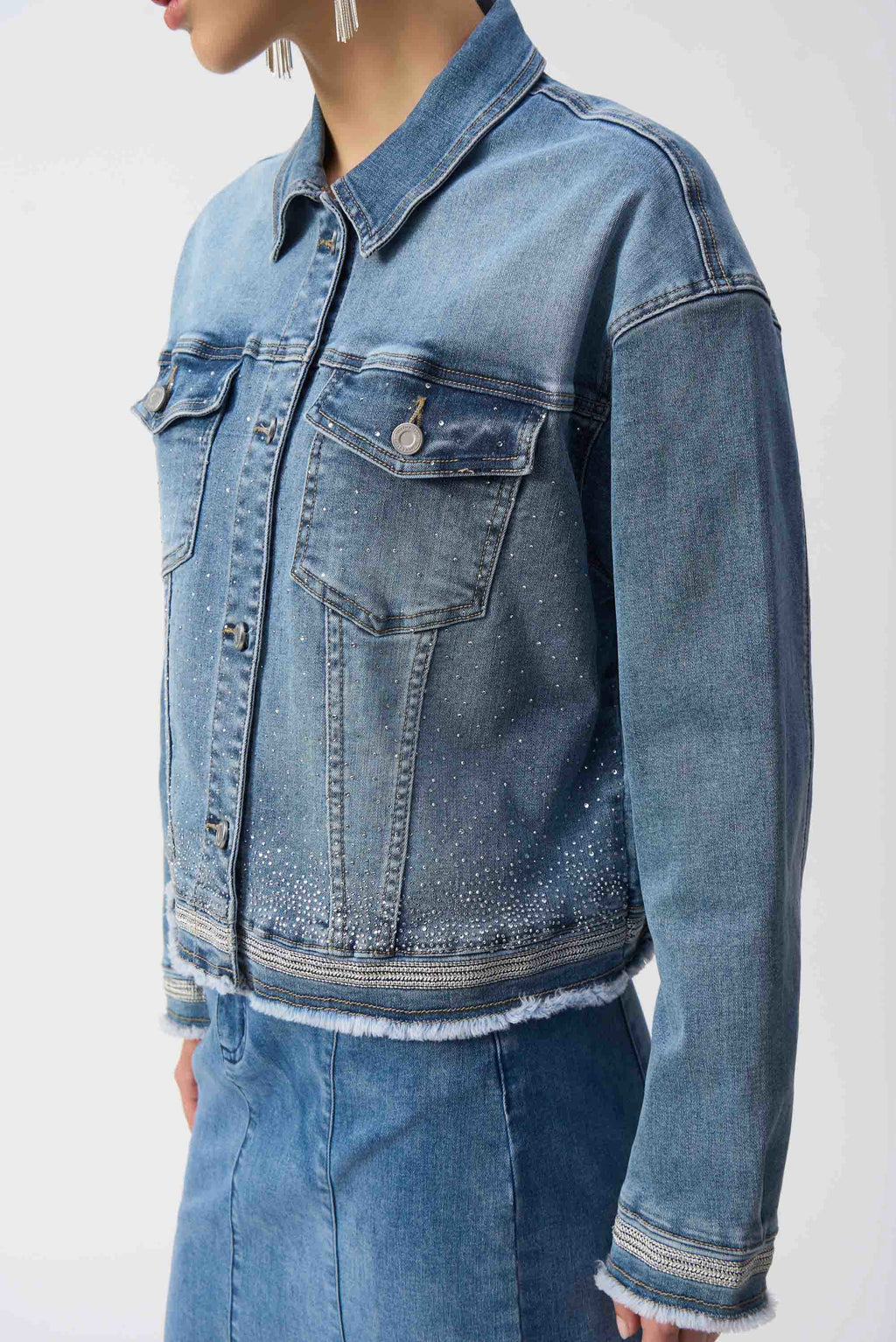 Joseph Ribkoff Stretch Denim Jacket with Embroidery 251953