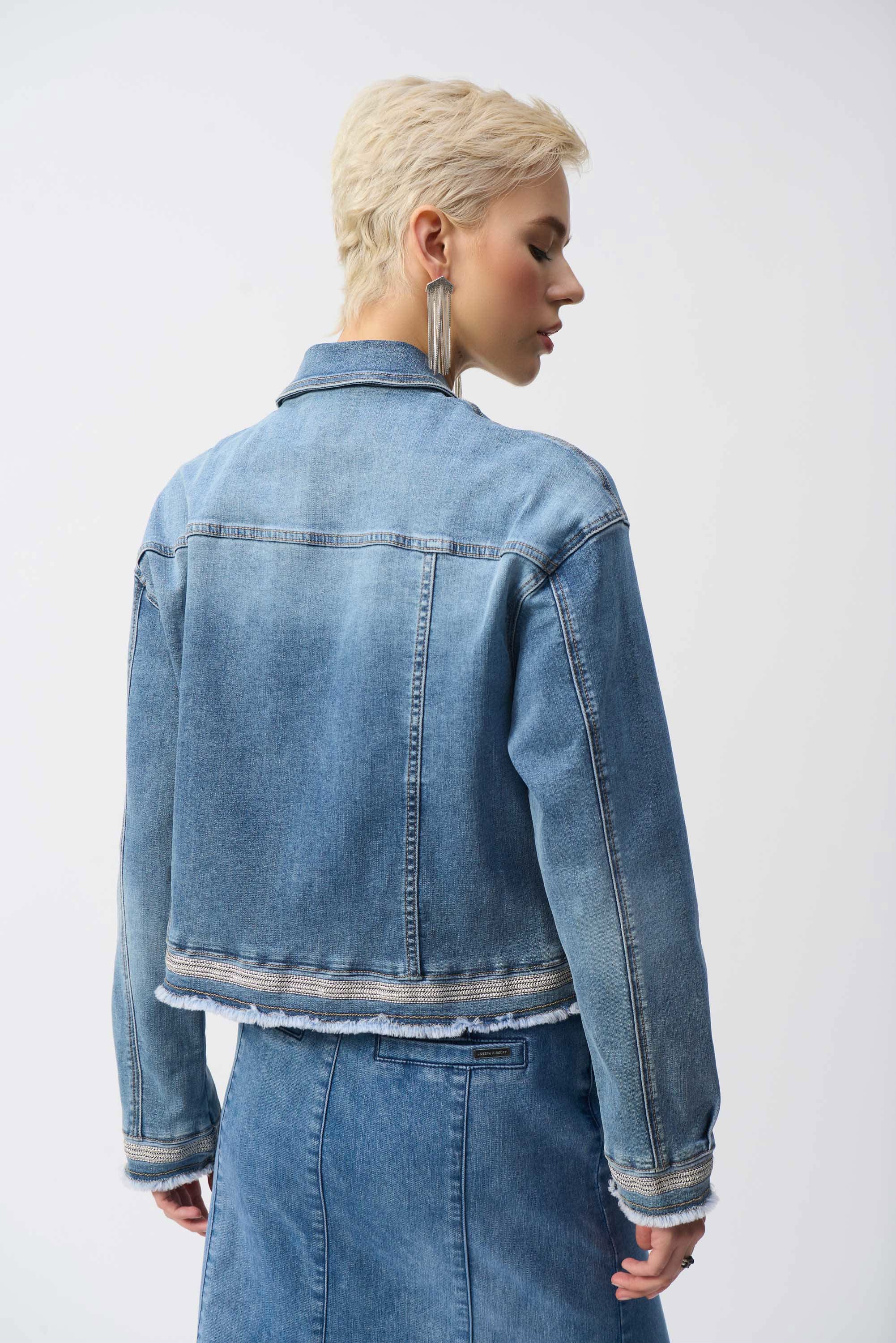Joseph Ribkoff Stretch Denim Jacket with Embroidery 251953