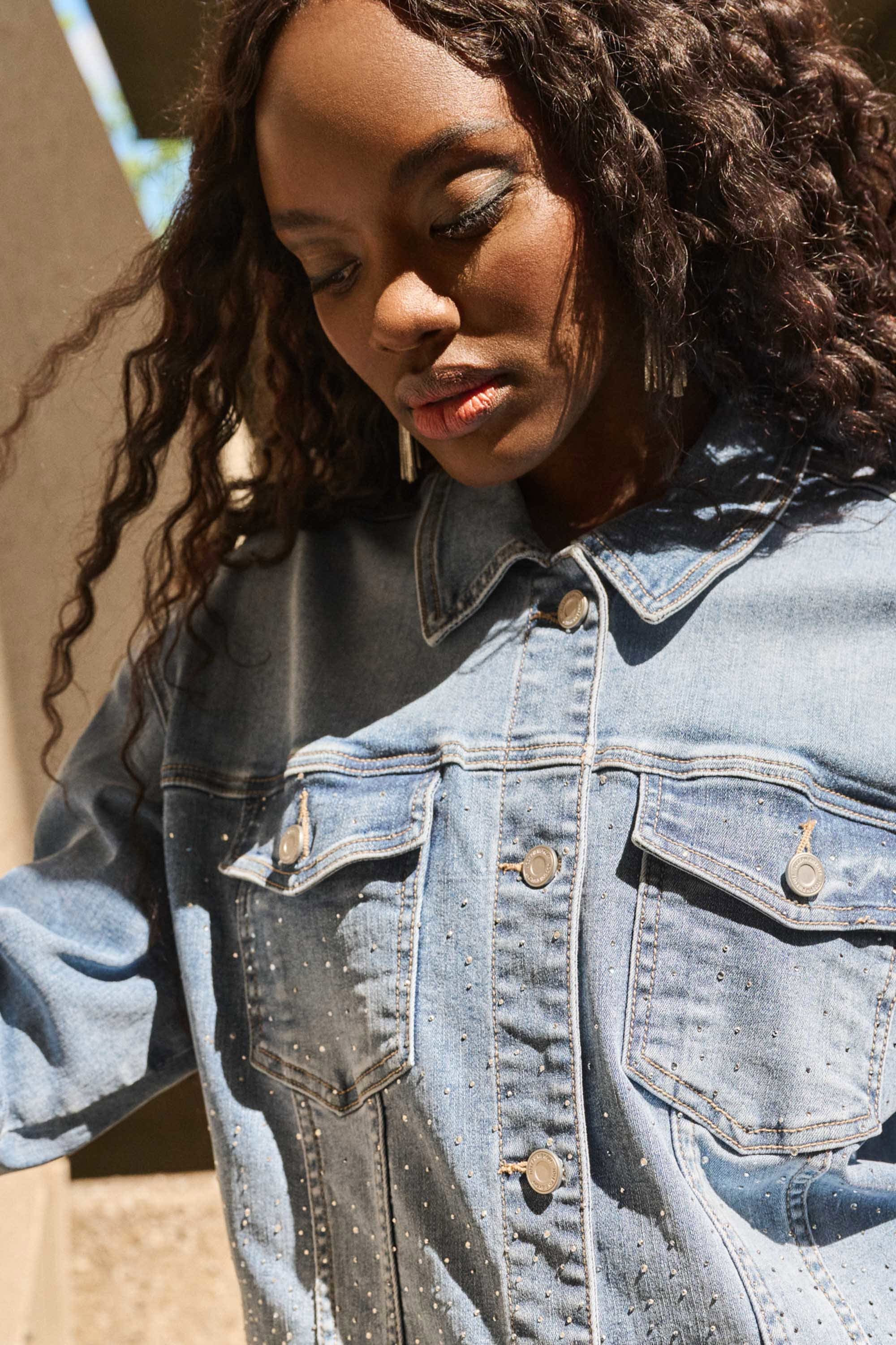 Joseph Ribkoff Stretch Denim Jacket with Embroidery 251953