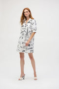 Joseph Ribkoff Poplin Conversational Print A-Line Dress 252019