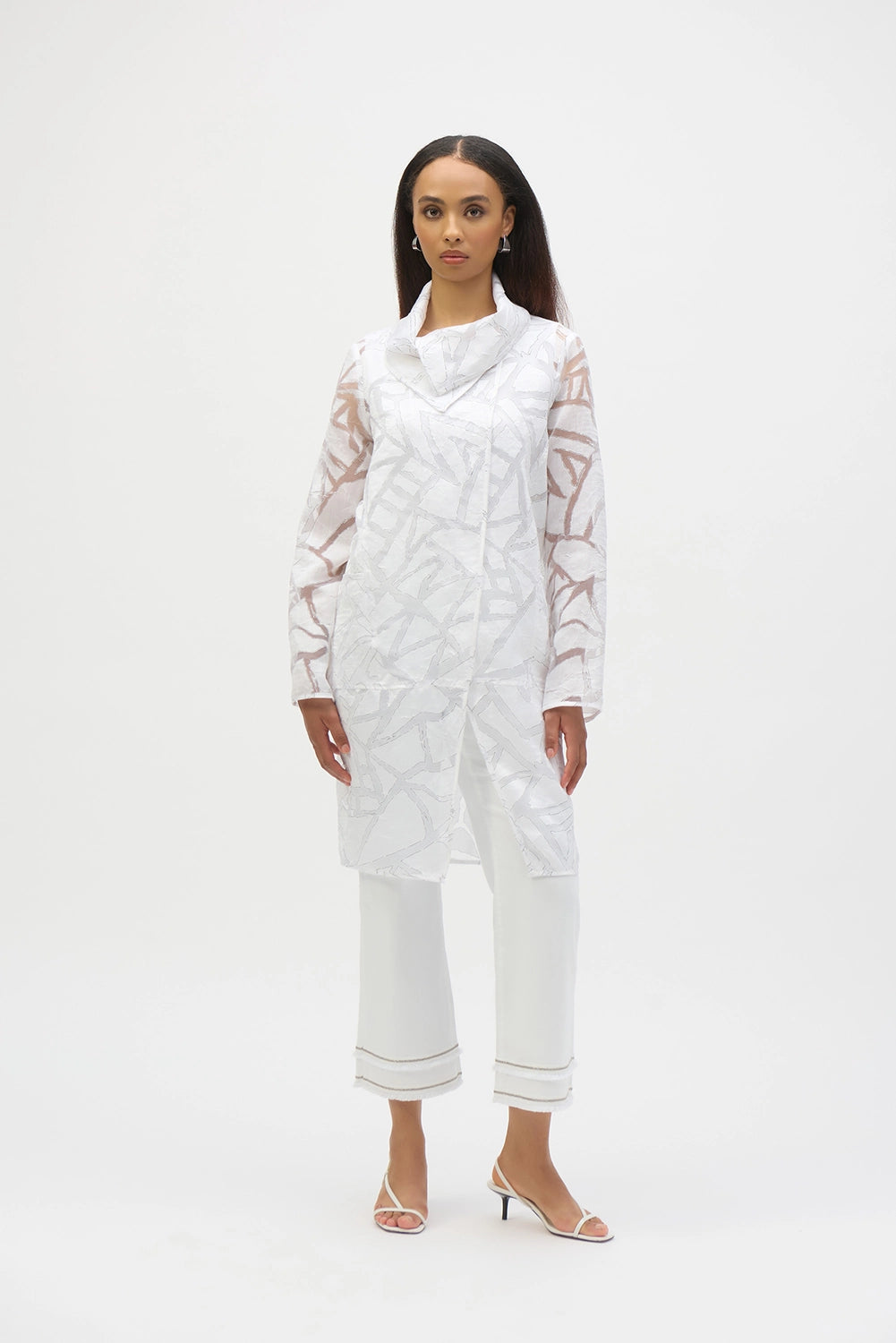 Joseph Ribkoff Organza Abstract Print Cocoon Coat 252036
