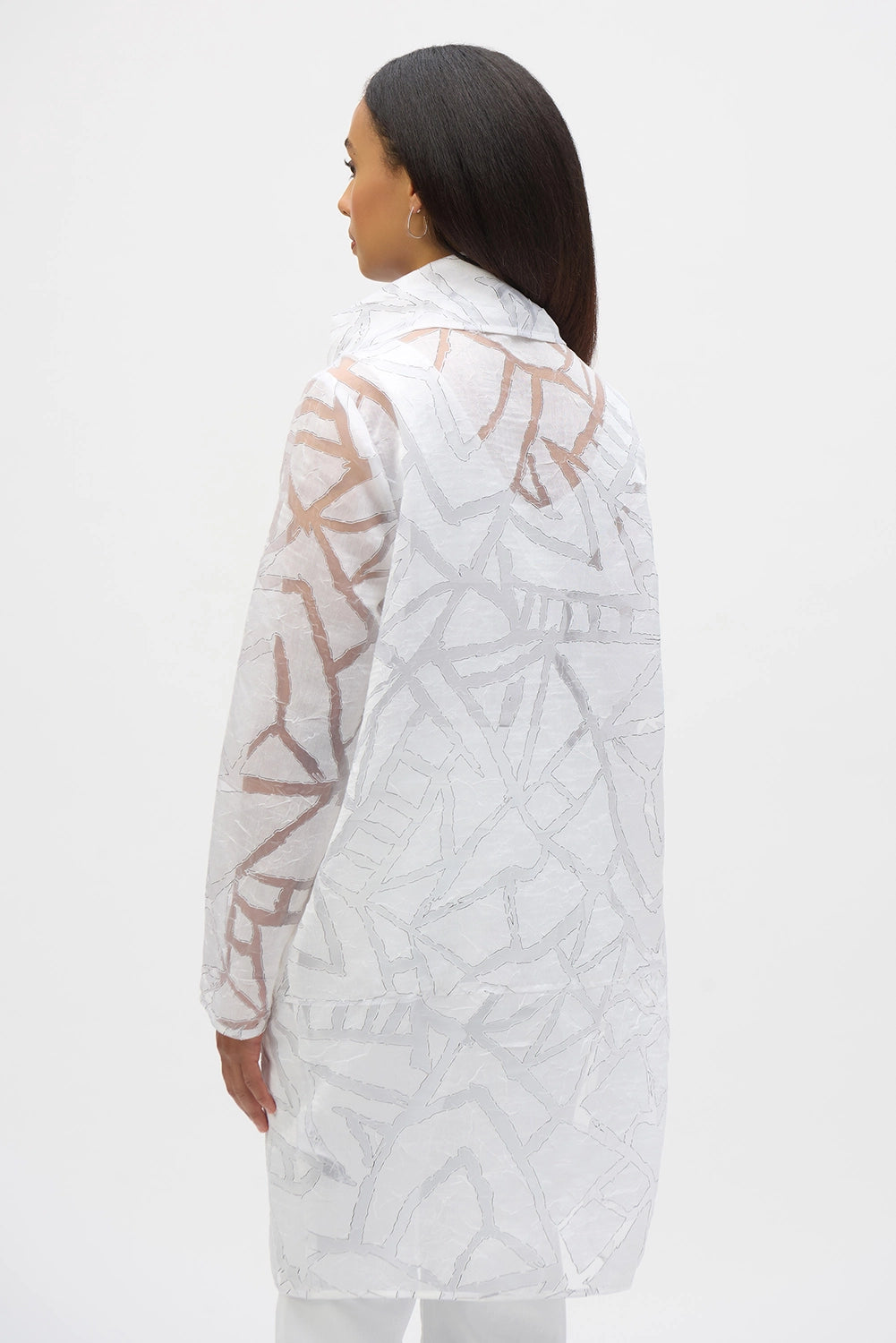 Joseph Ribkoff Organza Abstract Print Cocoon Coat 252036
