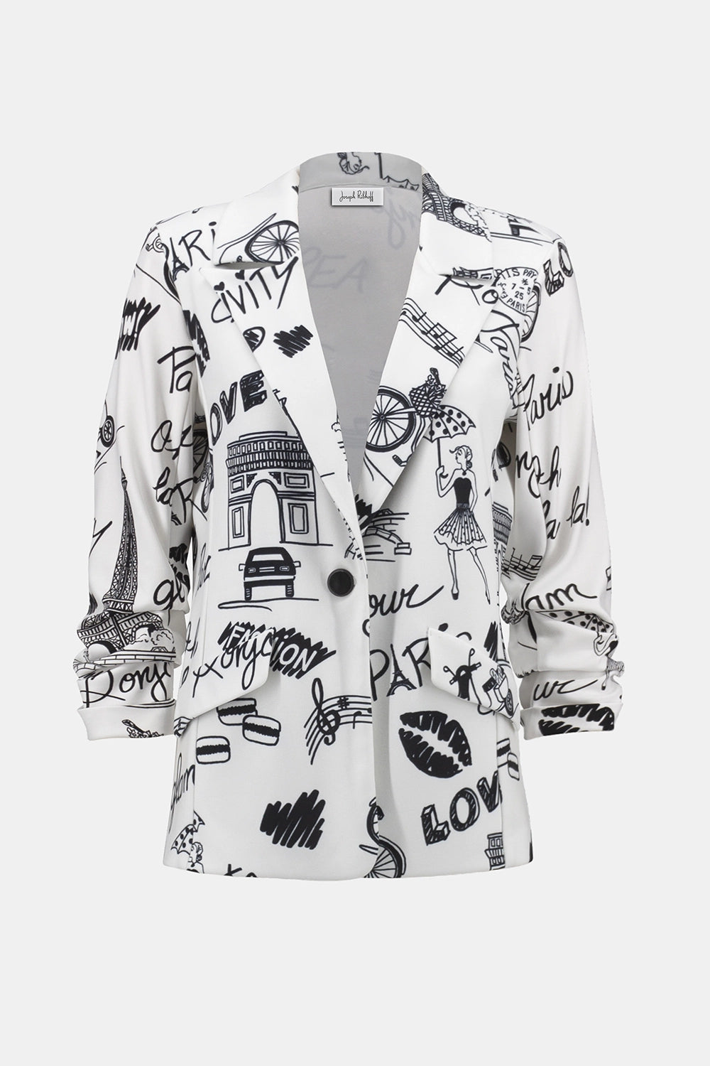 Joseph Ribkoff Silky Knit Conversational Print Straight Blazer 252042