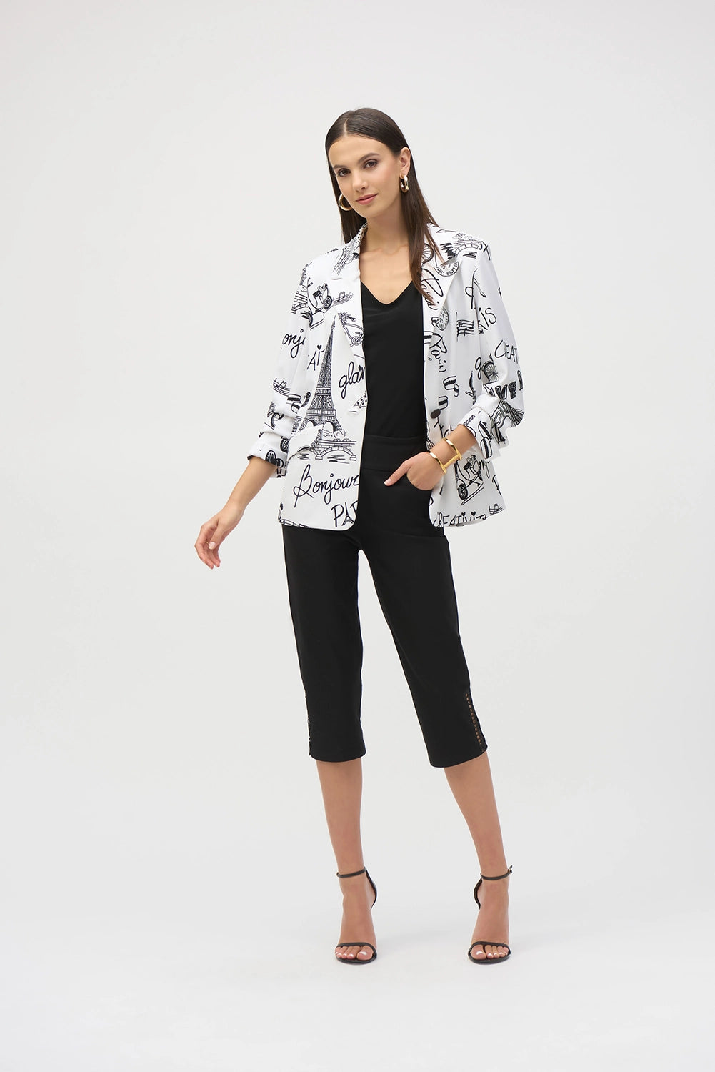 Joseph Ribkoff Silky Knit Conversational Print Straight Blazer 252042
