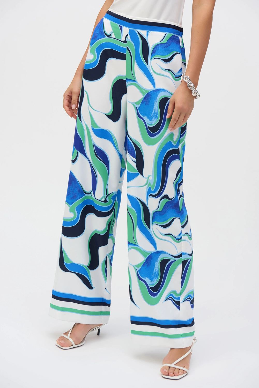 Joseph Ribkoff Woven Abstract Print Wide-Leg Pants 252084