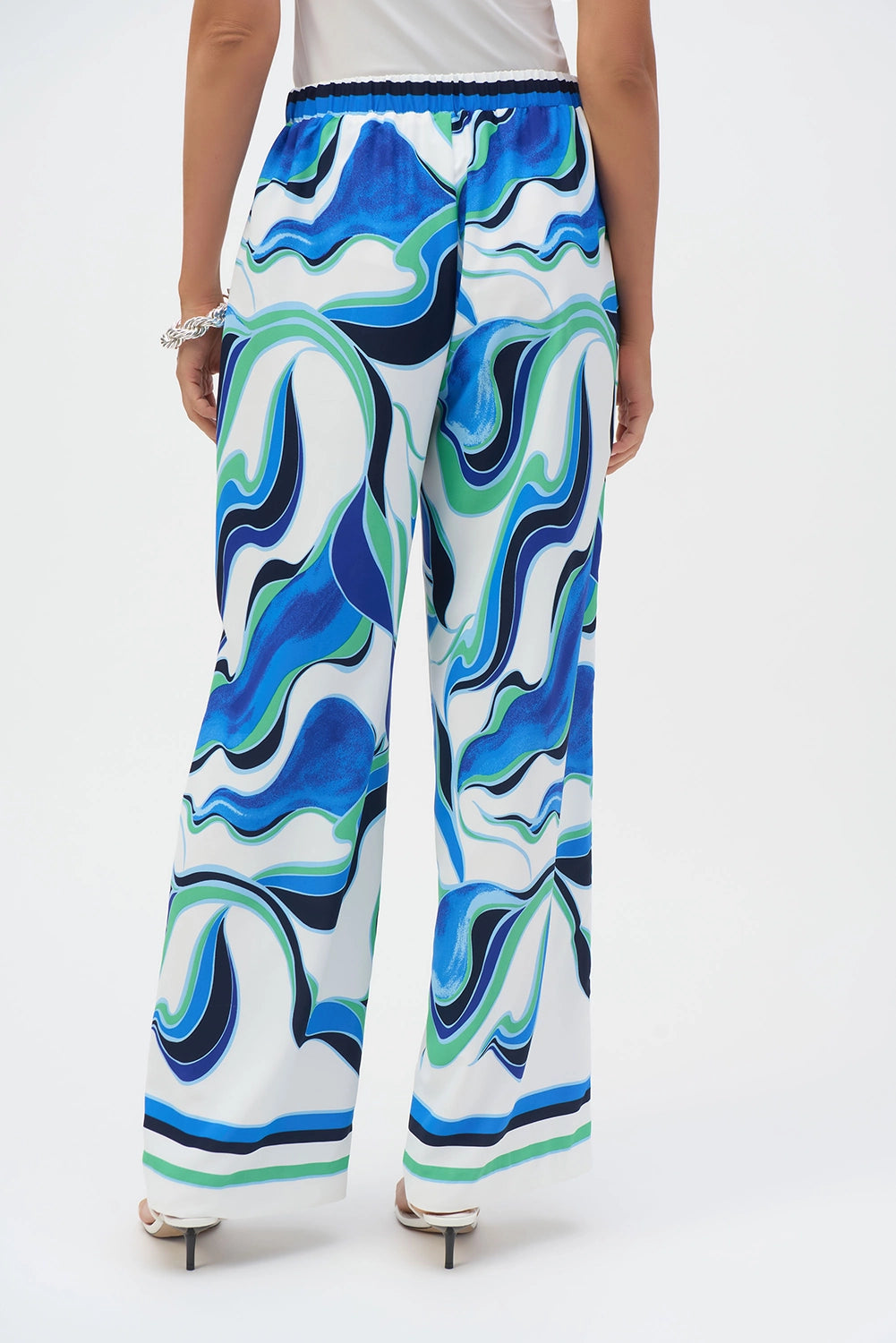 Joseph Ribkoff Woven Abstract Print Wide-Leg Pants 252084