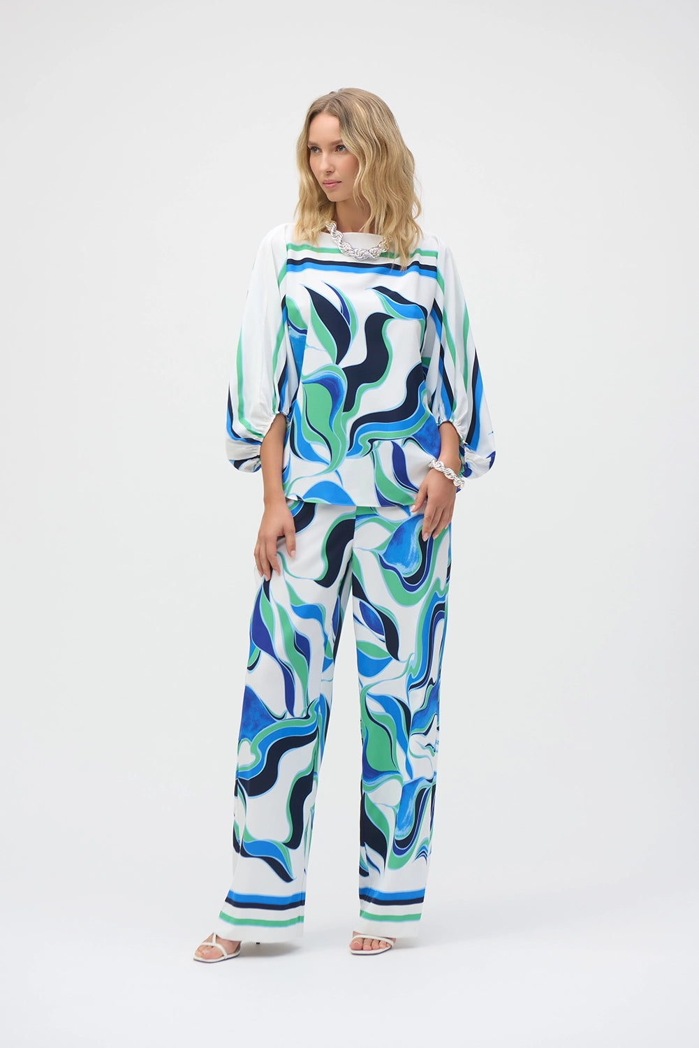 Joseph Ribkoff Woven Abstract Print Boxy Top 252085
