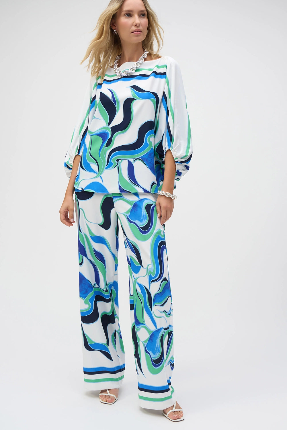 Joseph Ribkoff Woven Abstract Print Boxy Top 252085