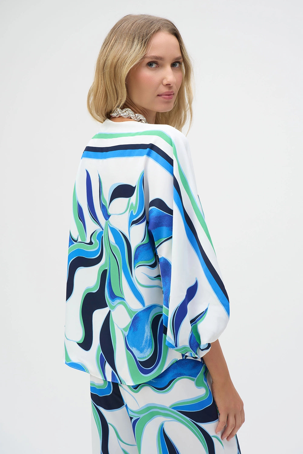 Joseph Ribkoff Woven Abstract Print Boxy Top 252085
