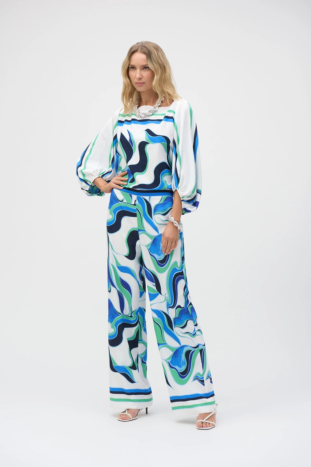 Joseph Ribkoff Woven Abstract Print Boxy Top 252085